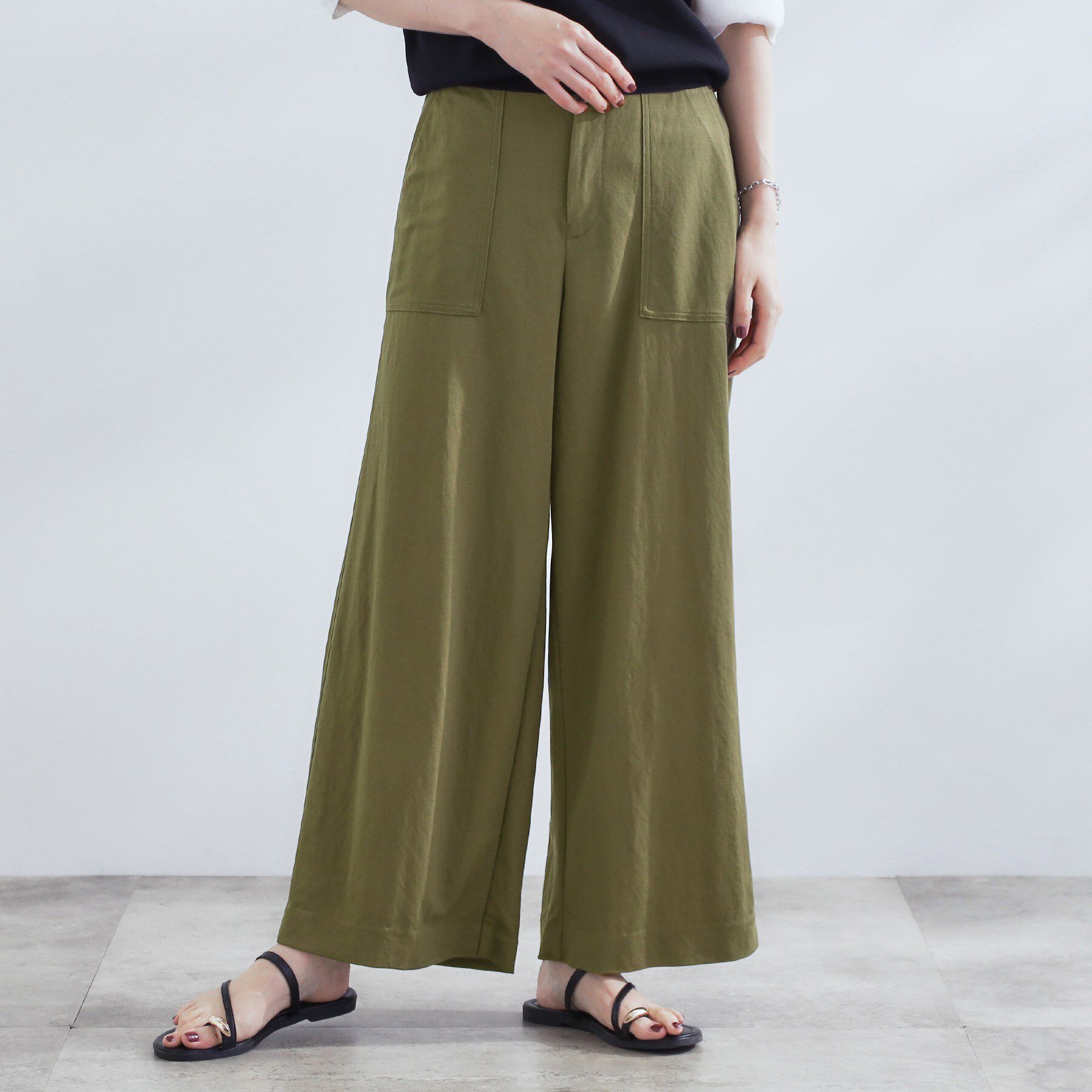 grove「【接触冷感】見た目はきちんと、着心地はらくちん クロップドベイカーパンツ」|その他|カーキ(027)