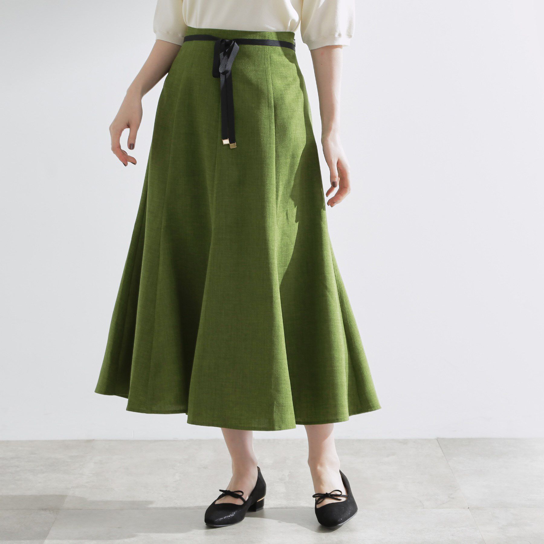 grove「ドットで華やぐ　軽やかマーメイドスカート」|スカート|グリーン(023)