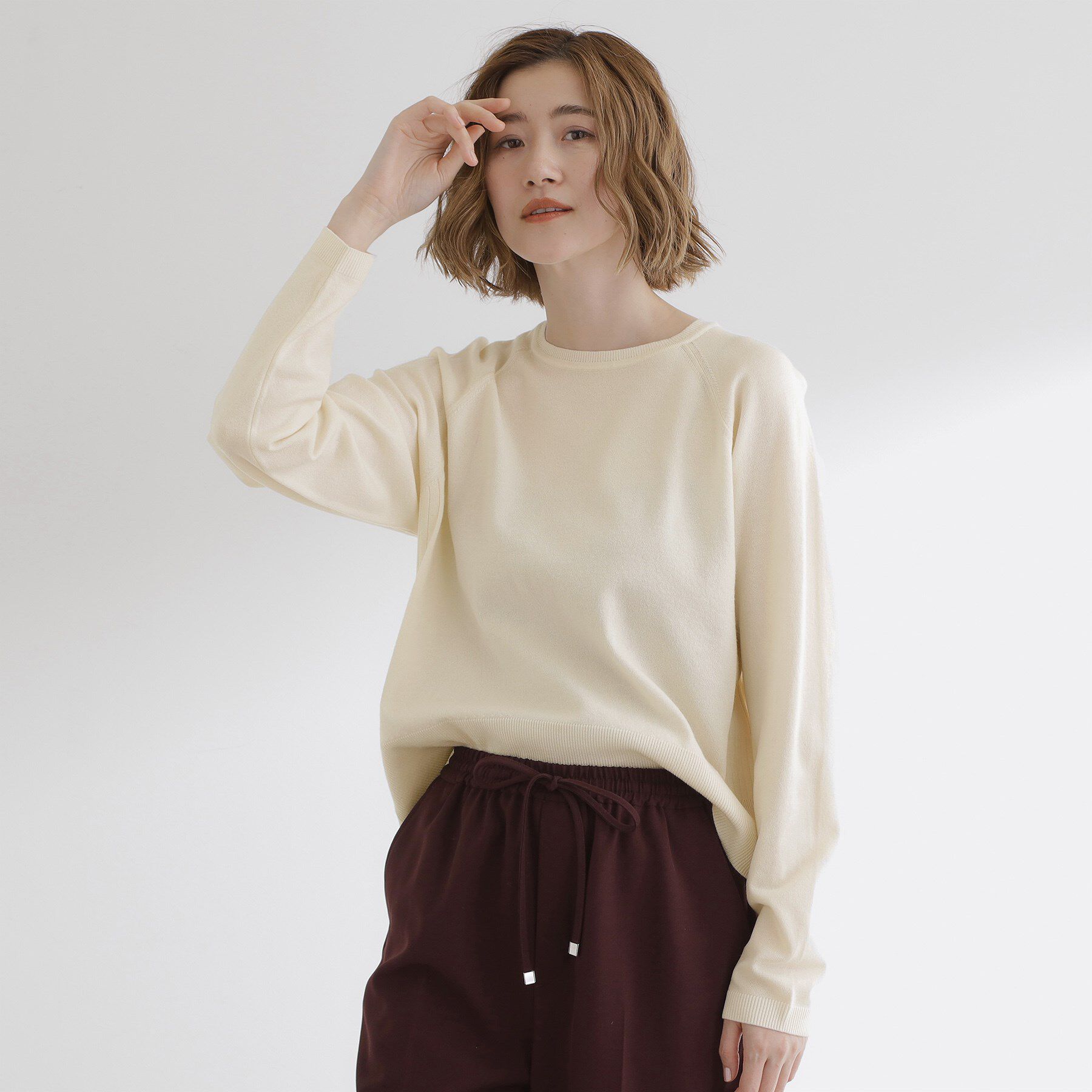 grove「最終お値下げ！！【洗える/毛玉軽減】天竺ラグランスリーブプルオーバー」|ニット・セーター|