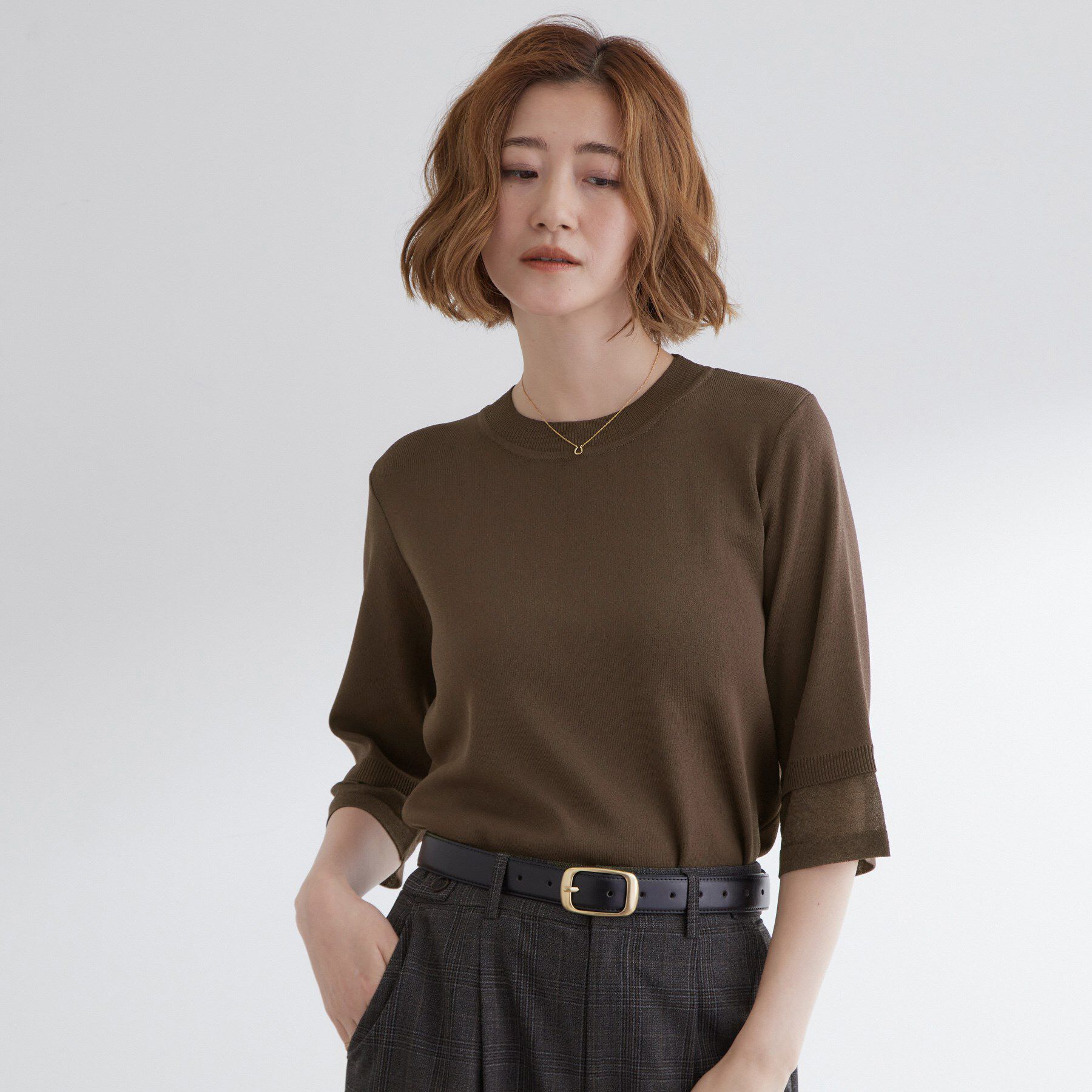 grove「【ひんやり多機能】やわらかドライタッチ 袖口シアードッキングプルオーバー」|ニット・セーター|