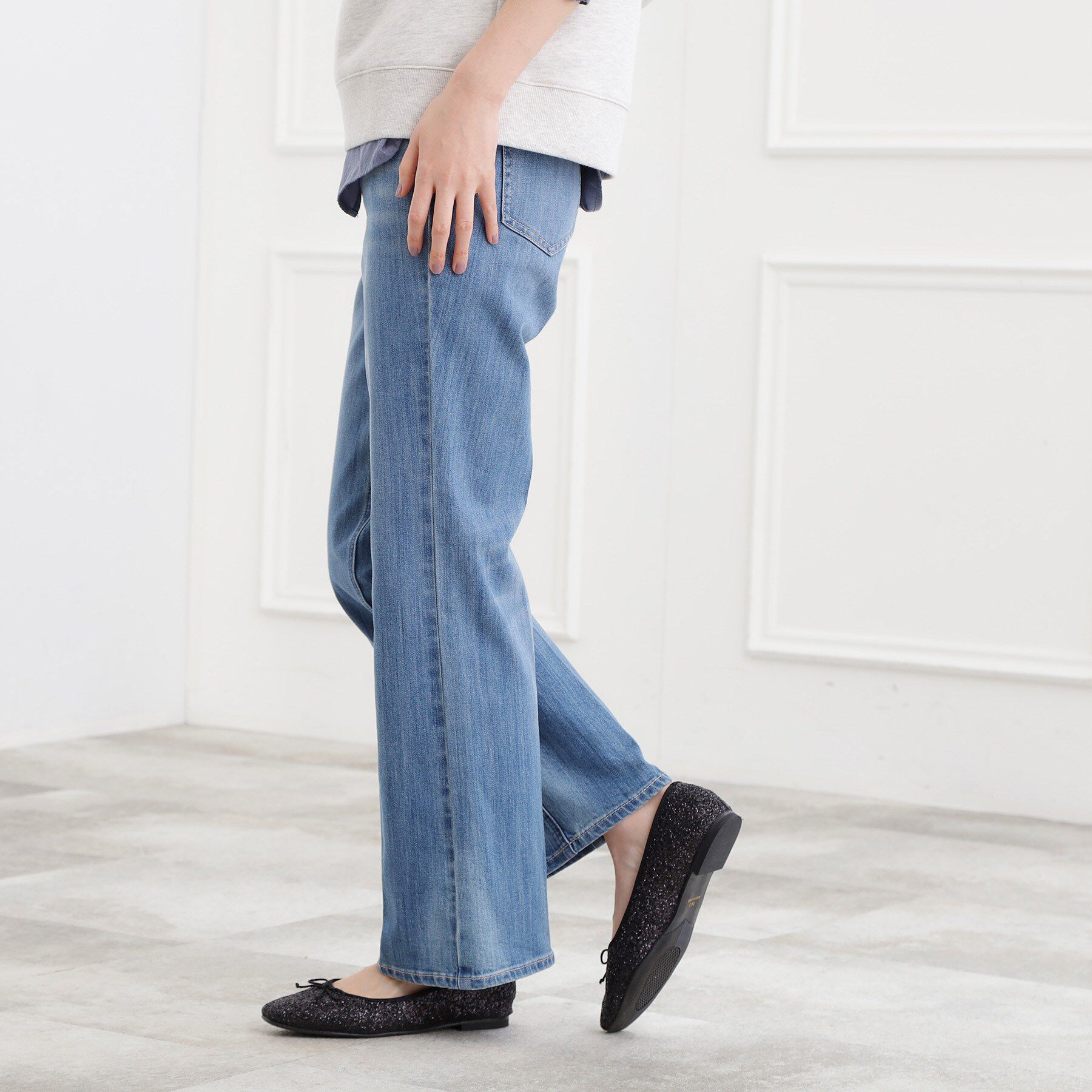 grove「【選べる着丈】美シルエットデニムソフトフレアーパンツ」|デニム|