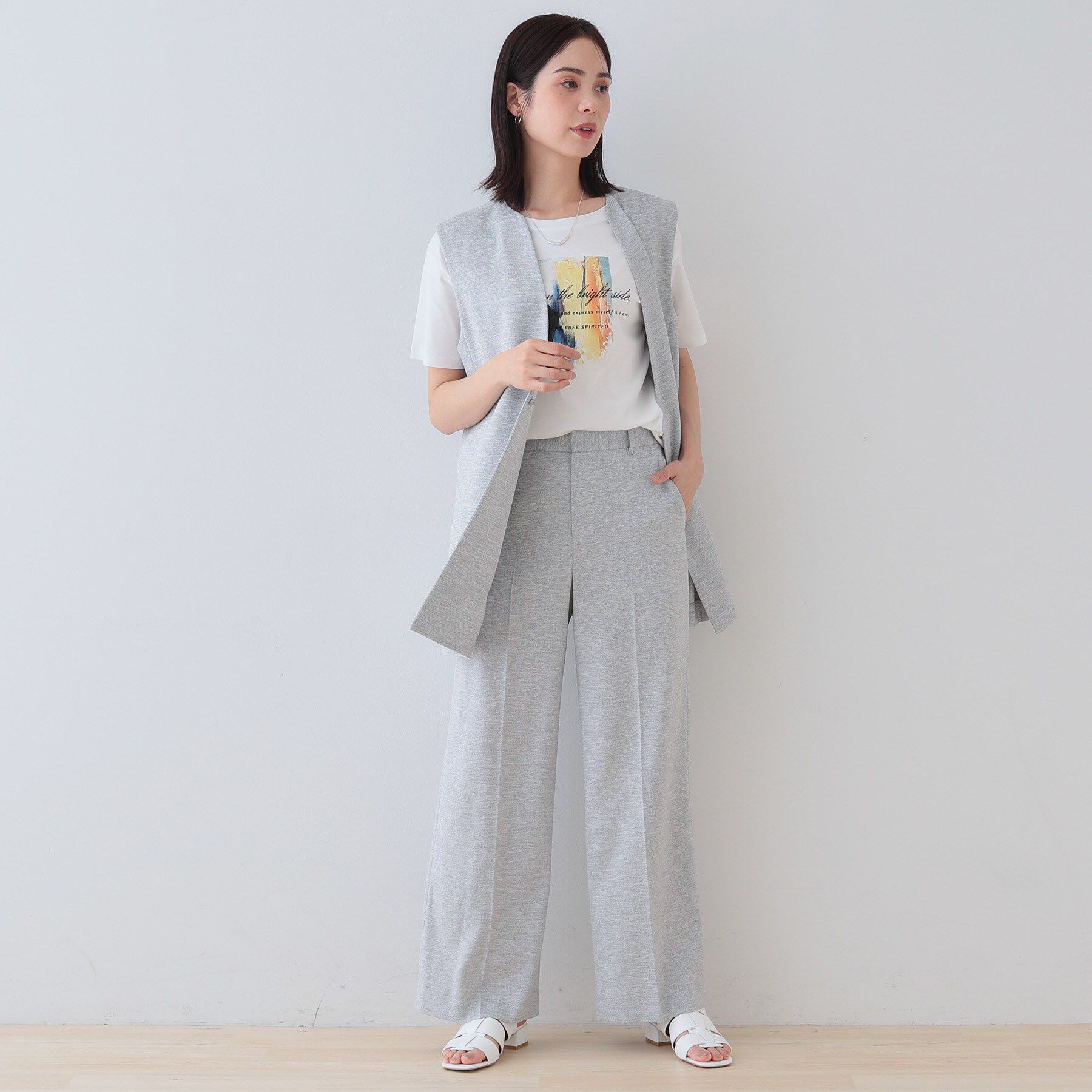 INDIVI「【こなれSETUP】リネンライクワイドパンツ」|その他|