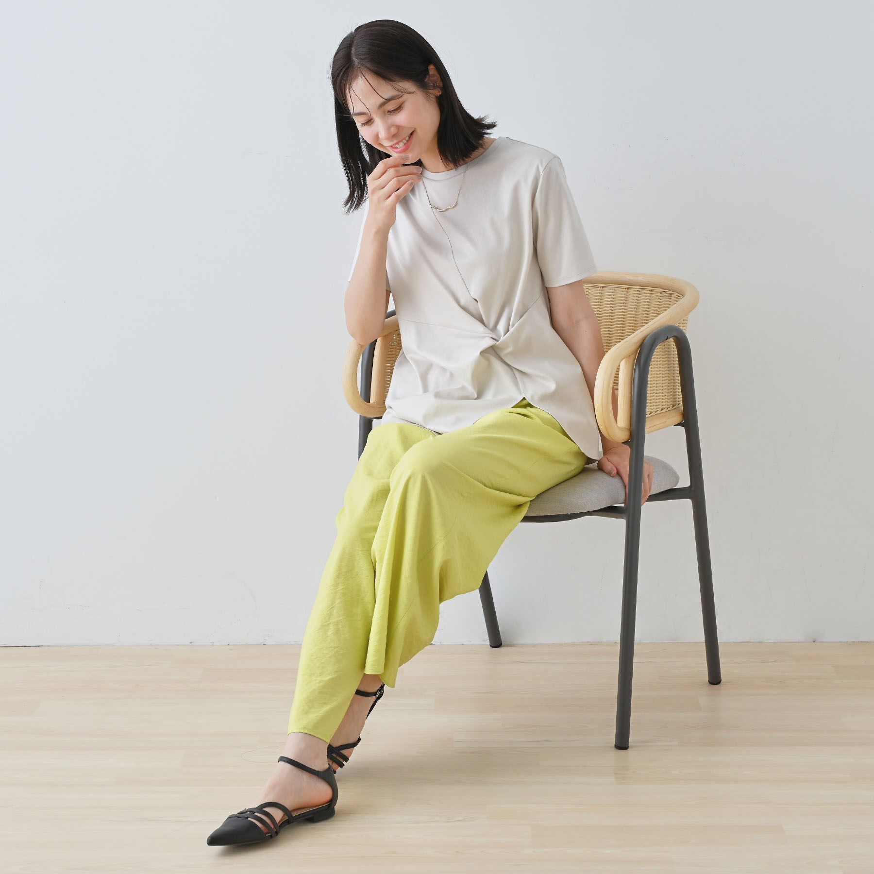 INDIVI「【洗える】ねじりデザインTシャツ」|Tシャツ・カットソー|