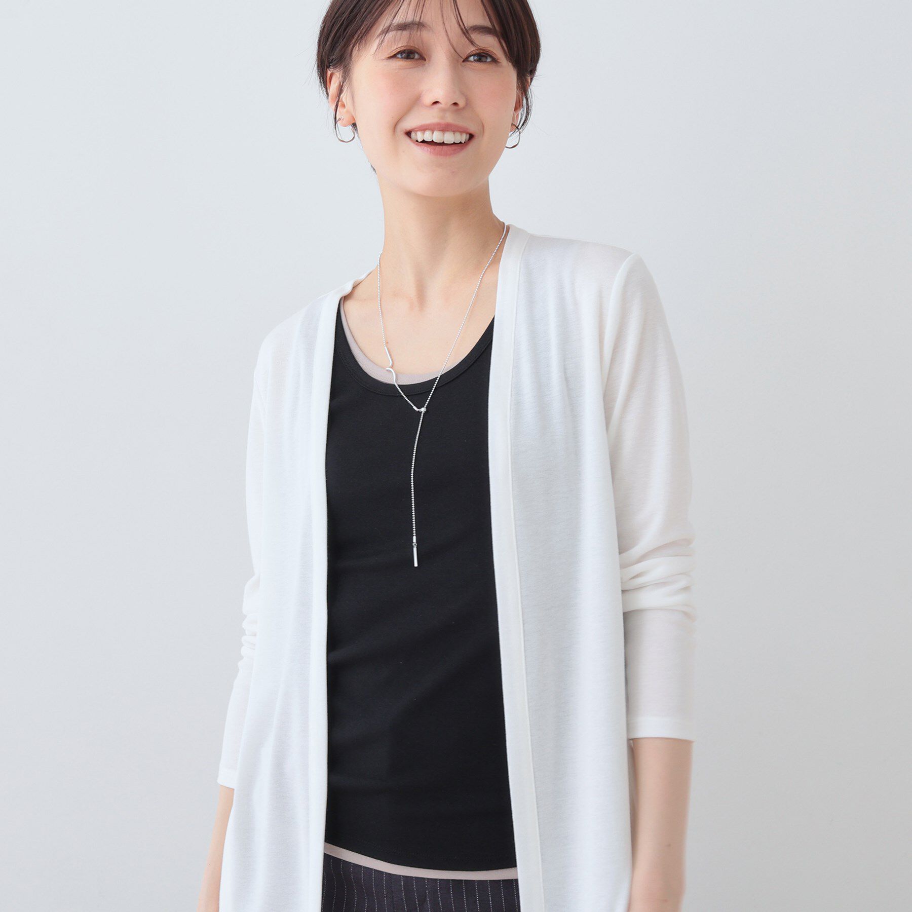 INDIVI「【UVケア／接触冷感】ベーシック着流しカーディガン」|カーディガン|ホワイト(001)