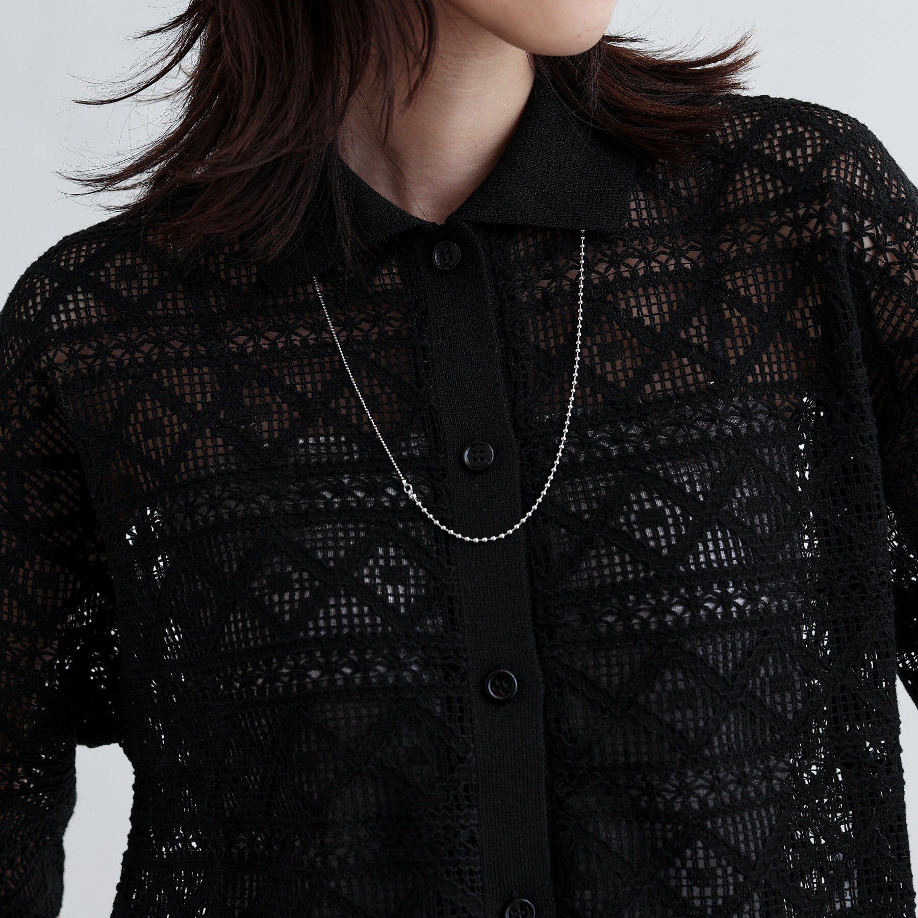 GALLEST「ハーフスリーブレースポロ」|シャツ・ブラウス|