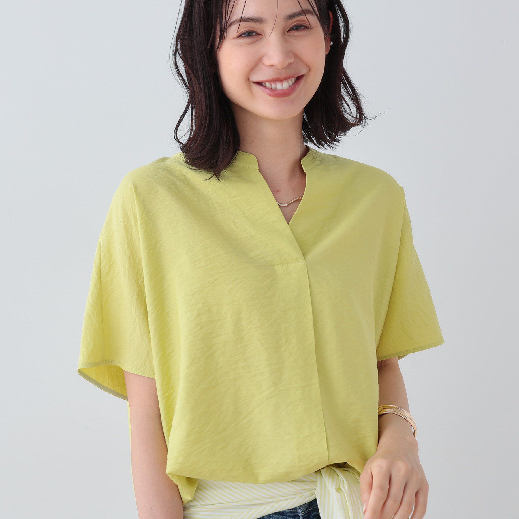 INDIVI「【洗える／UVケア／SETUP可能】スキッパードルマンブラウス」|シャツ・ブラウス|