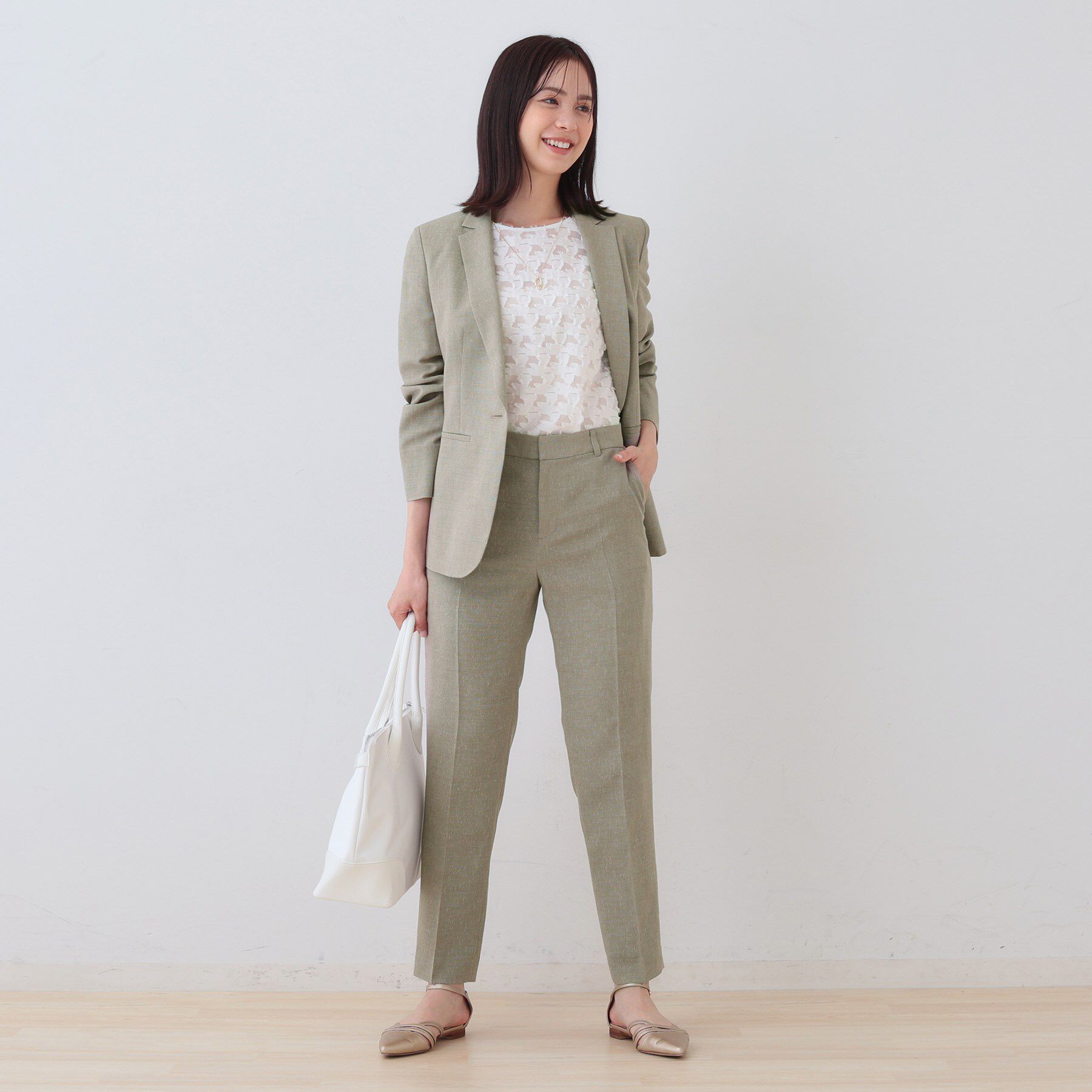 INDIVI「【日本製】リネンライクテーパードパンツ」|その他|