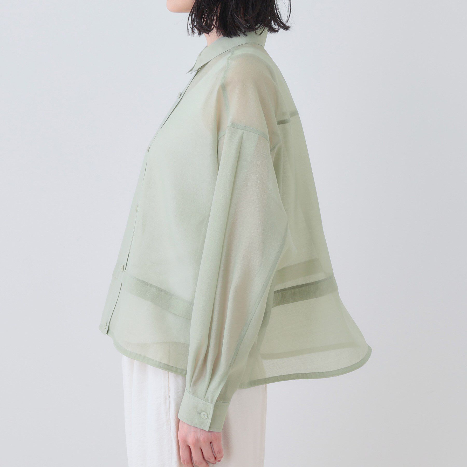 INDIVI「【洗える／ドロスト付】トレンドシアーシャツ」|シャツ・ブラウス|