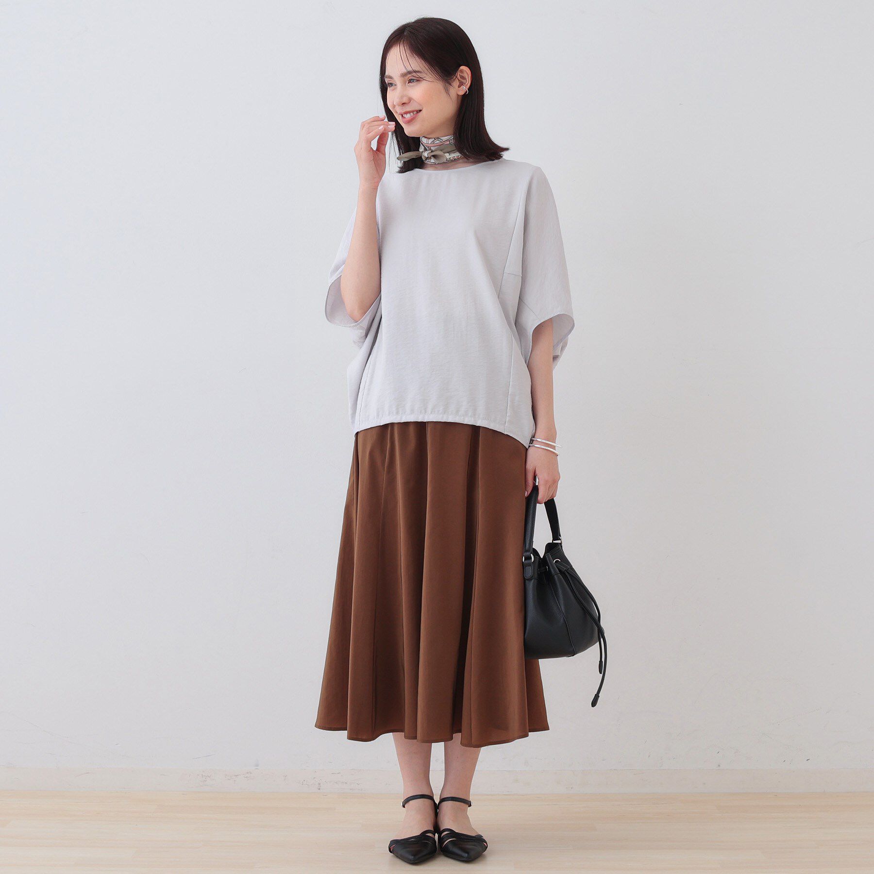 INDIVI「【洗える／5分袖／UVケア／SETUP可能】モモンガスリーブブラウス」|シャツ・ブラウス|