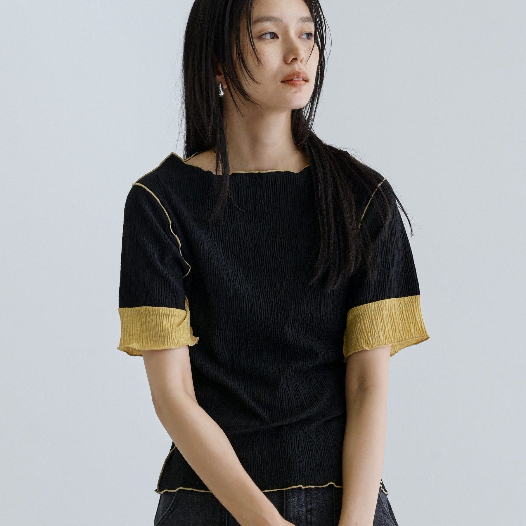 GALLEST「【一部店舗限定】バイカラープリーツカットソー」|Tシャツ・カットソー|