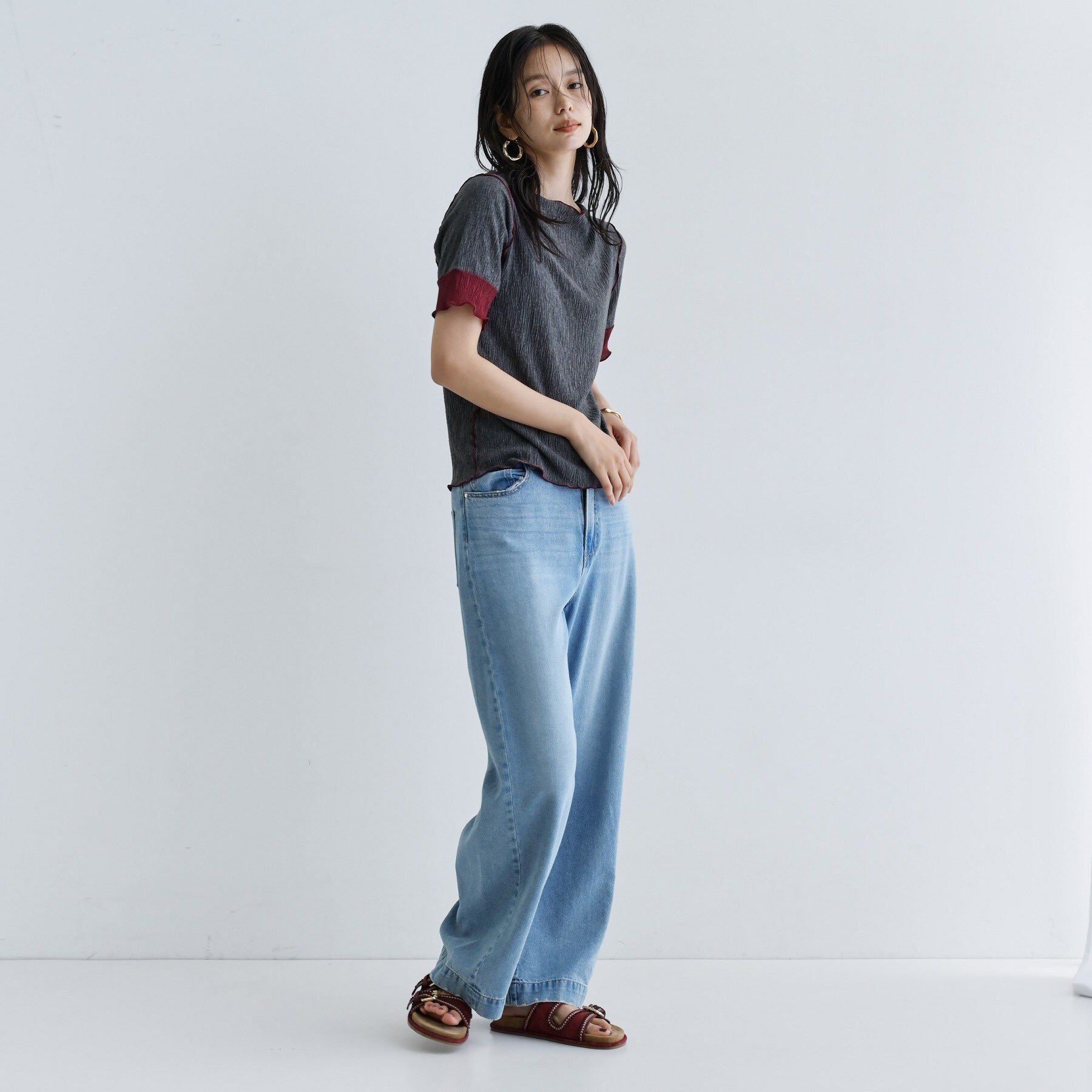 GALLEST「【一部店舗限定】バイカラープリーツカットソー」|Tシャツ・カットソー|