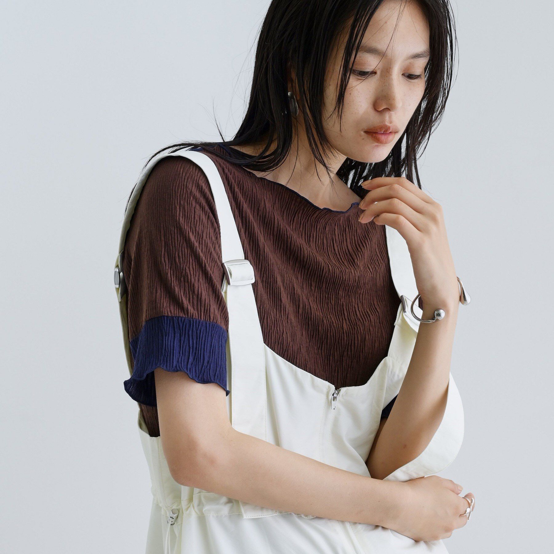 GALLEST「【一部店舗限定】バイカラープリーツカットソー」|Tシャツ・カットソー|ブラウン(043)