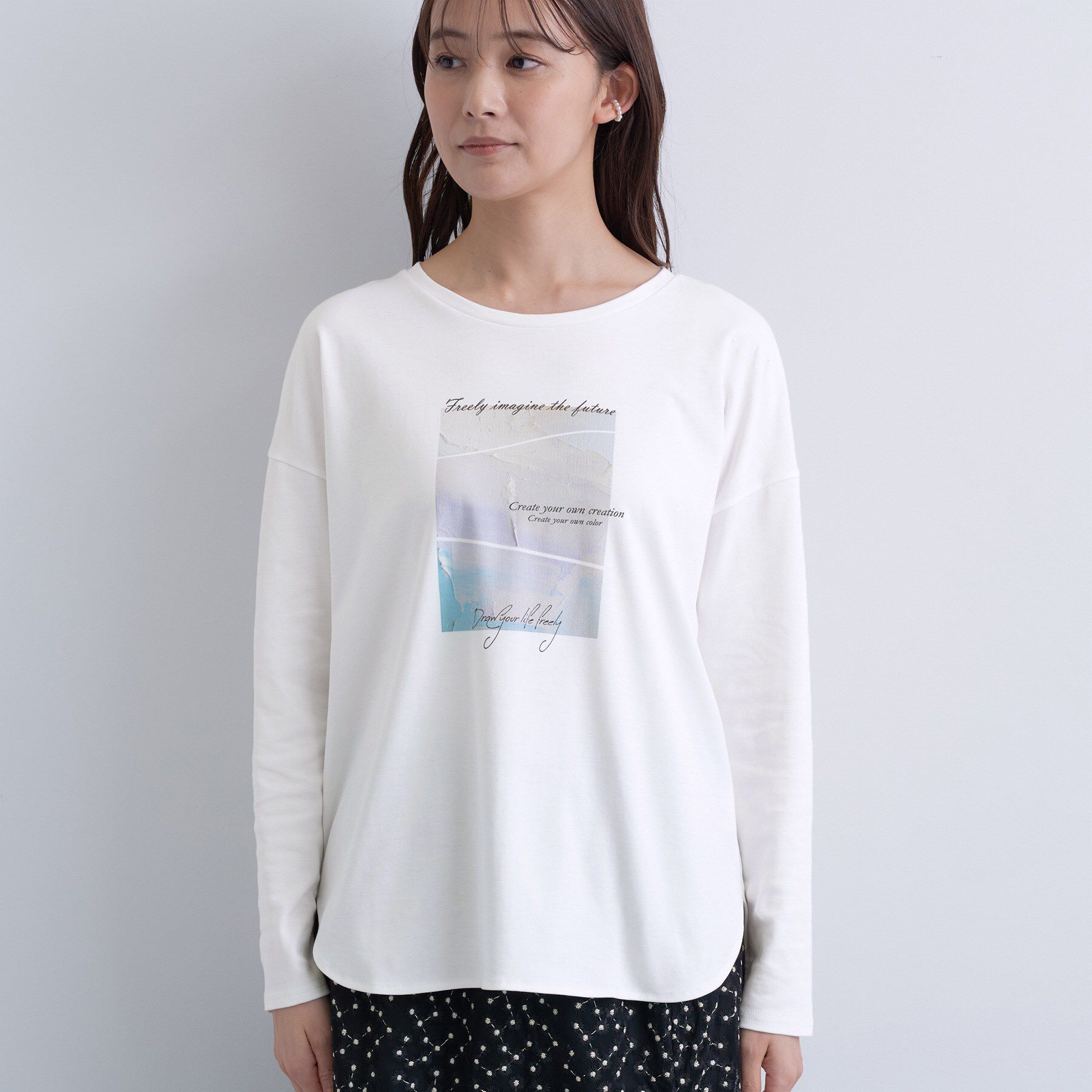 INDIVI「【UVケア】プリントフォトロングTシャツ」|Tシャツ・カットソー|