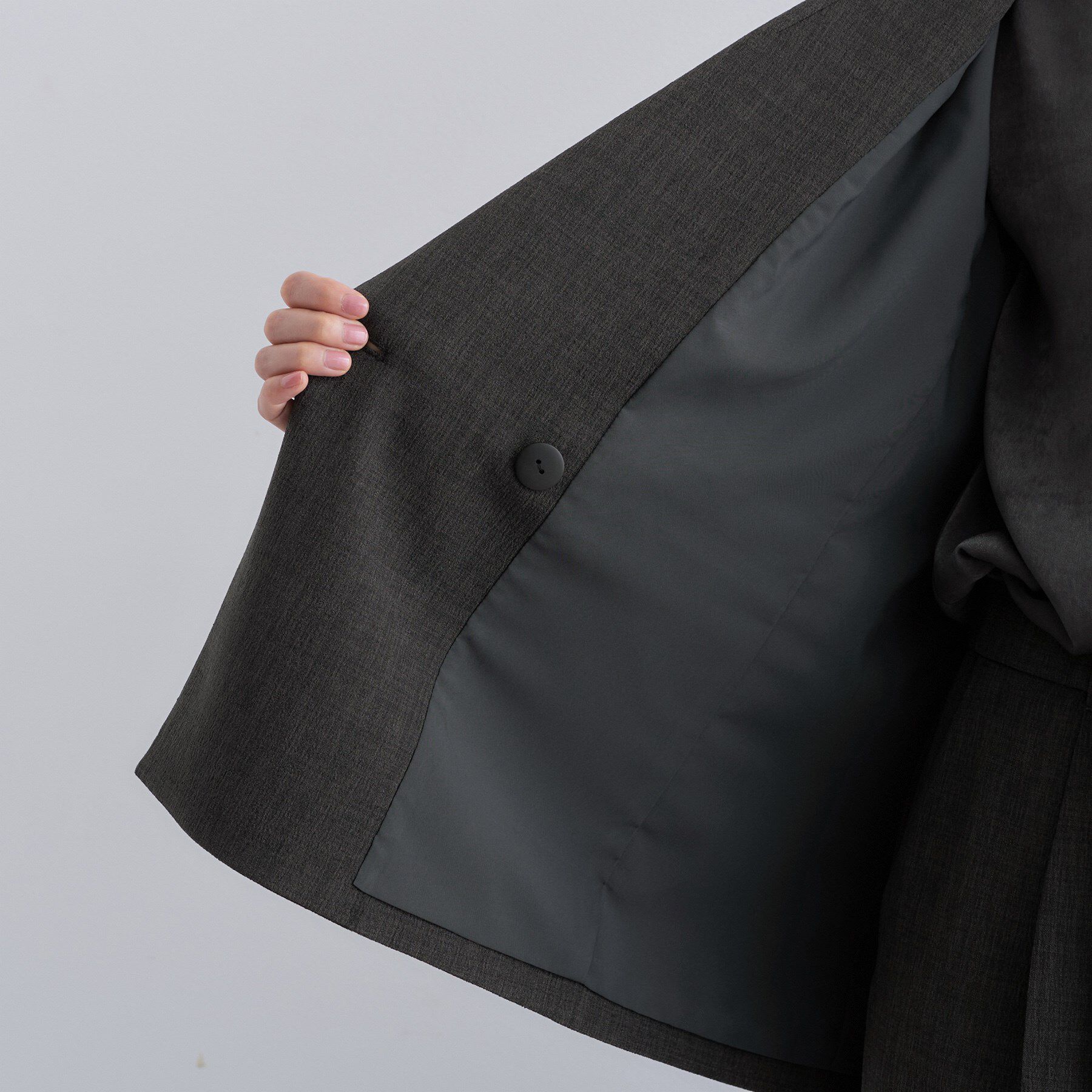 INDIVI「【洗える／セットアップ可能】凹凸ストレッチ素材ダブルジャケット」|テーラードジャケット|