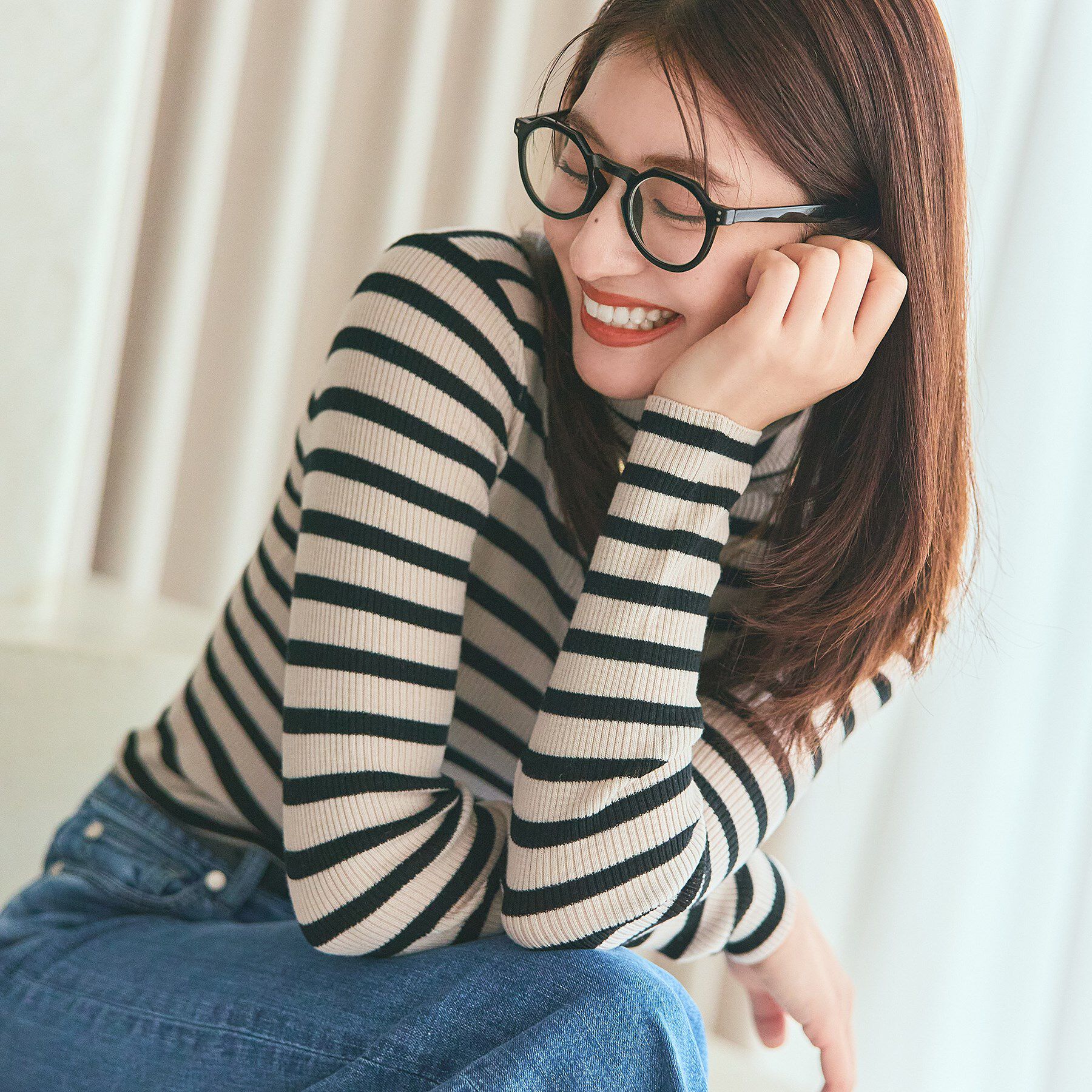 INDIVI「【洗える／毛玉になりにくい】エクストラファインウール リブタートルニット」|ニット・セーター|ライトベージュ(35