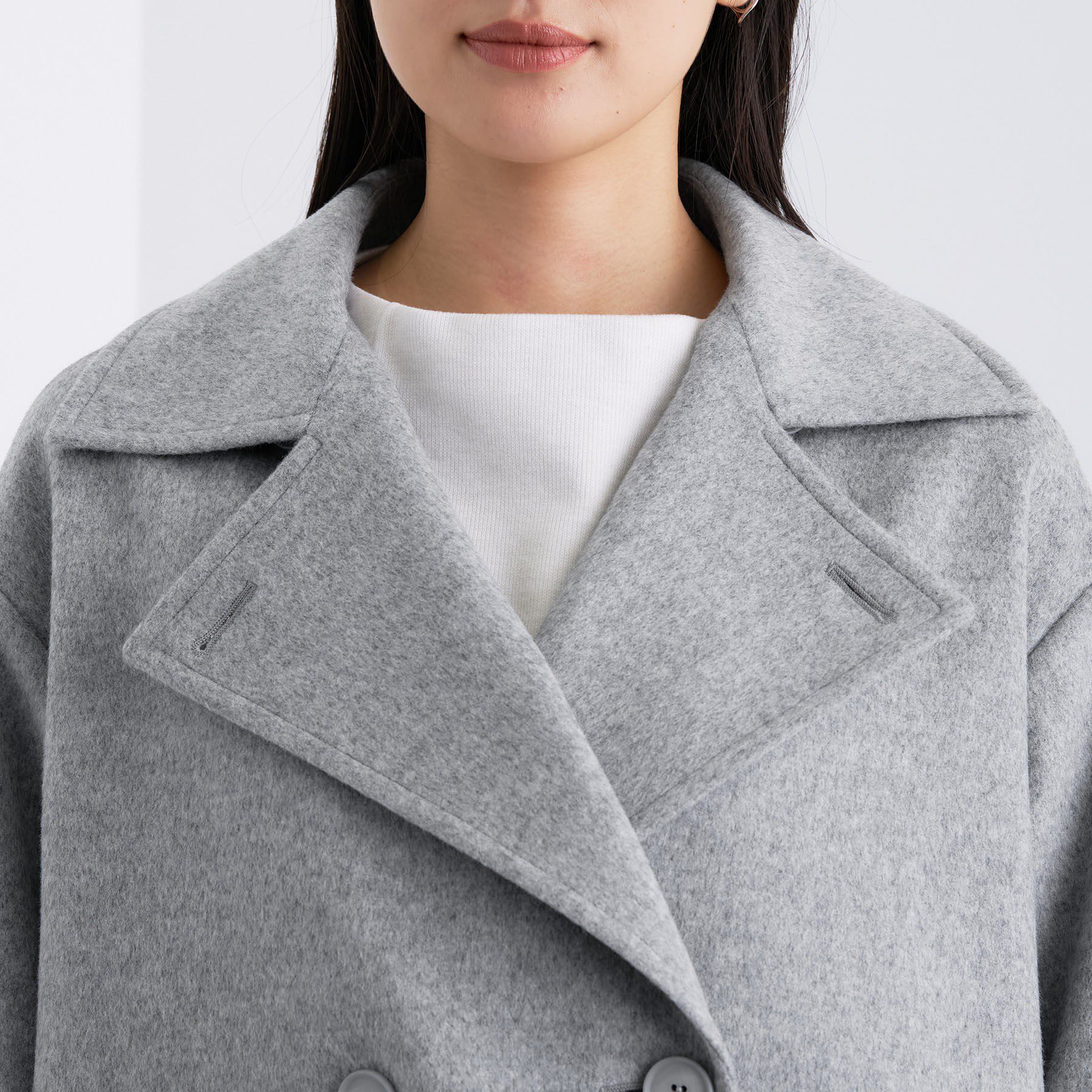 INDIVI「【軽やか／ゆったり】ウール混ショートトレンチコート」|トレンチコート|