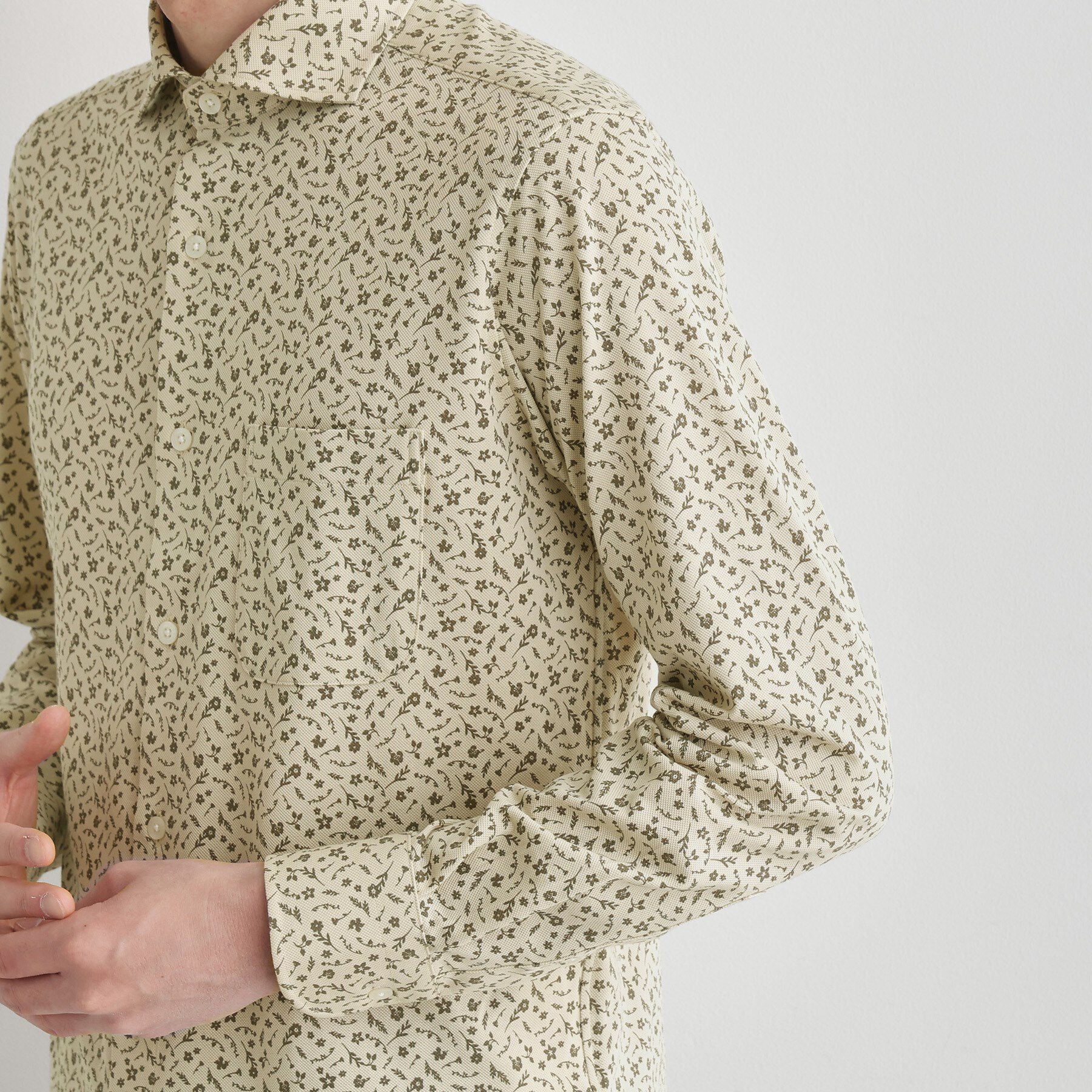 TAKEO KIKUCHI「クールマックス 鹿の子 フラワープリントシャツ」|シャツ・ブラウス|