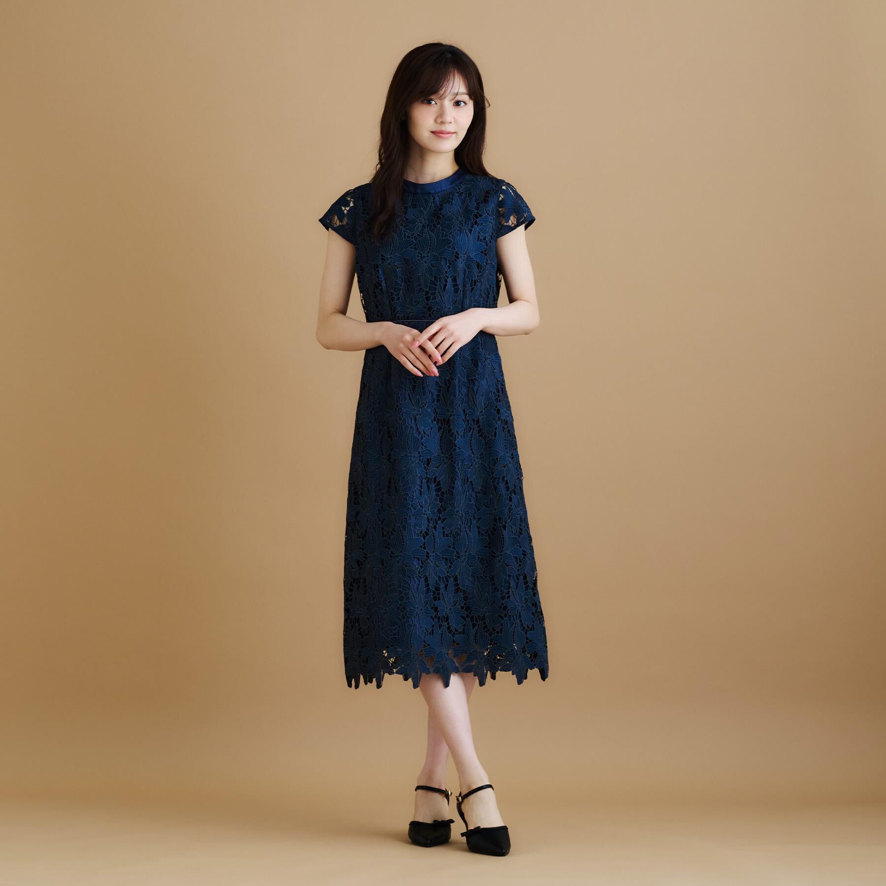 index「バイカラーレースワンピース【洗濯機洗い可】」|ワンピース|