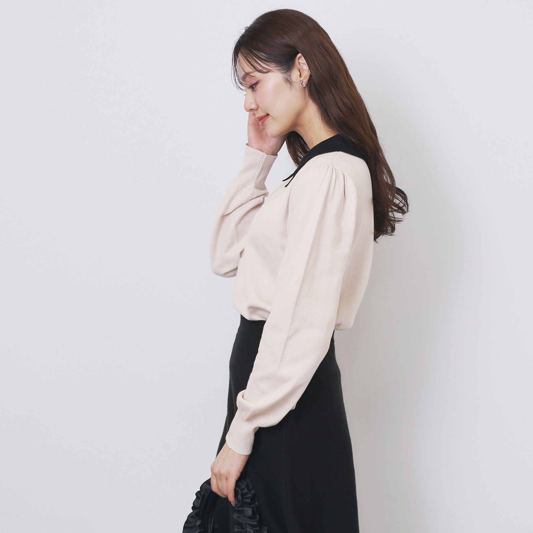 index「バイカラー衿付きニット【洗濯機OK】」|ニット・セーター|