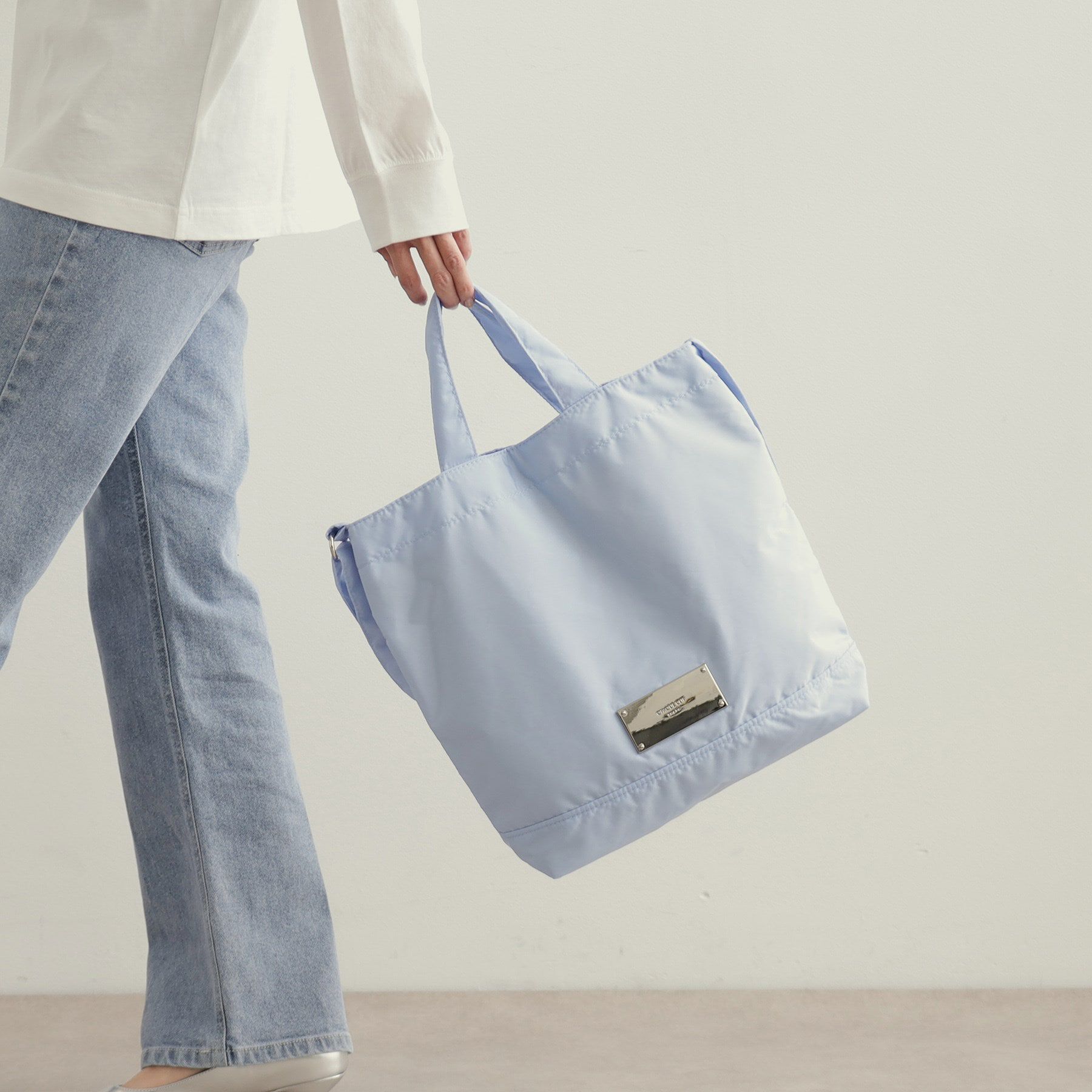 OPAQUE.CLIP「【2WAY/A4サイズ対応】メタルプレートトートバッグ」|トートバッグ|ブルー(091)