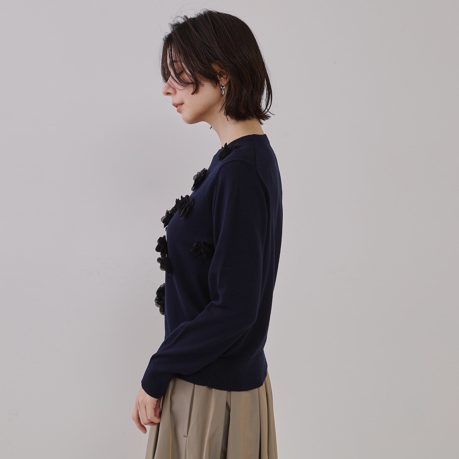 OPAQUE.CLIP「フラワーモチーフニット【洗濯機洗い可】」|ニット・セーター|