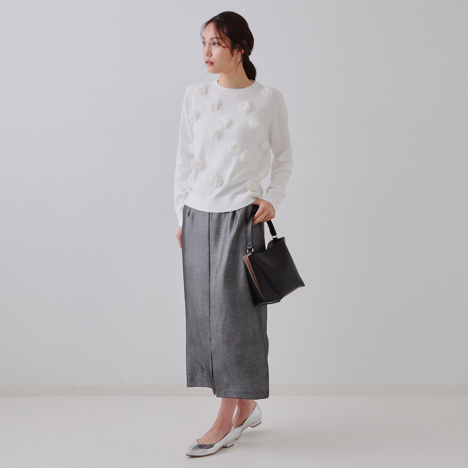 OPAQUE.CLIP「フラワーモチーフニット【洗濯機洗い可】」|ニット・セーター|