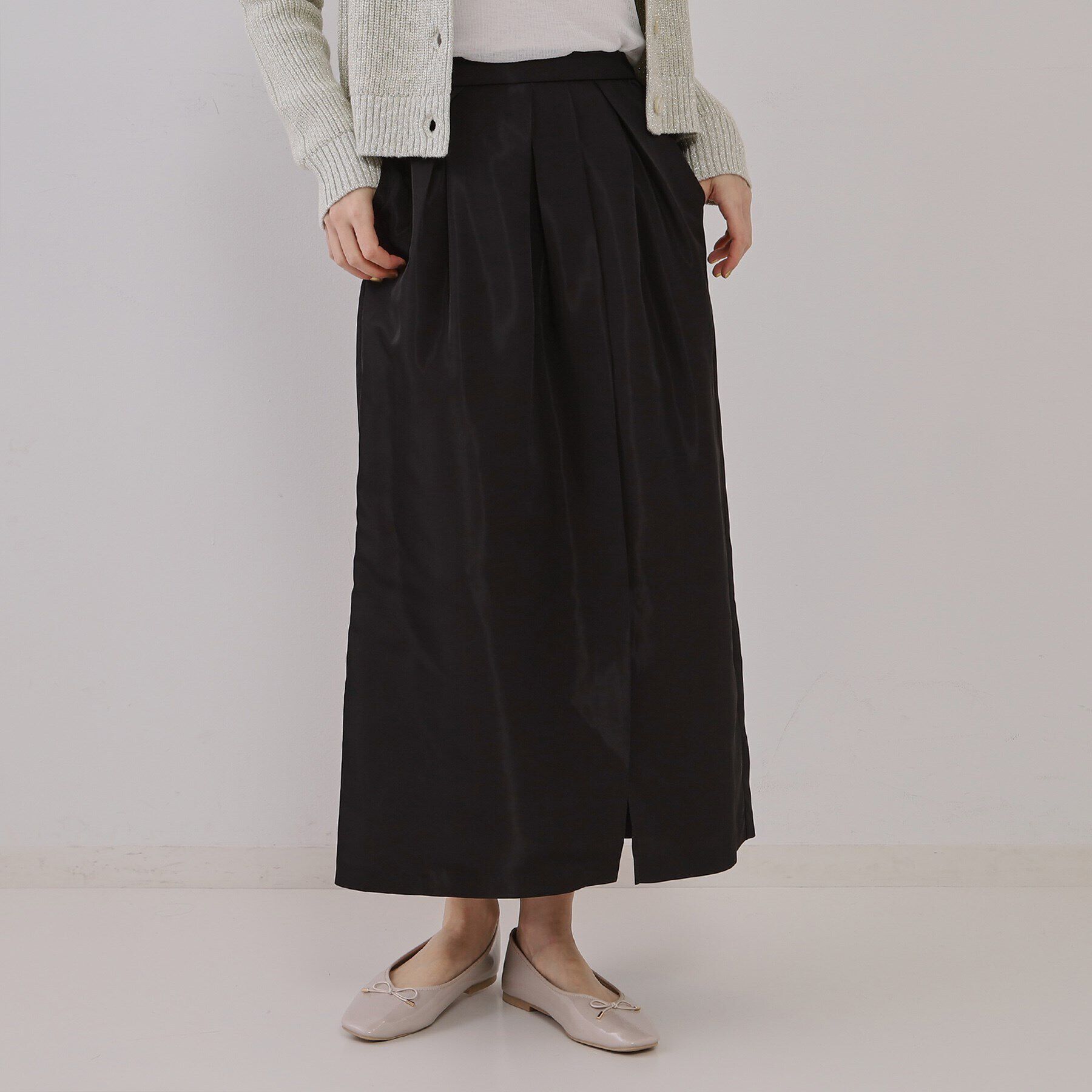 OPAQUE.CLIP「オーガンジータックコクーンスカート【洗濯機洗い可】」|スカート|ブラック(019)