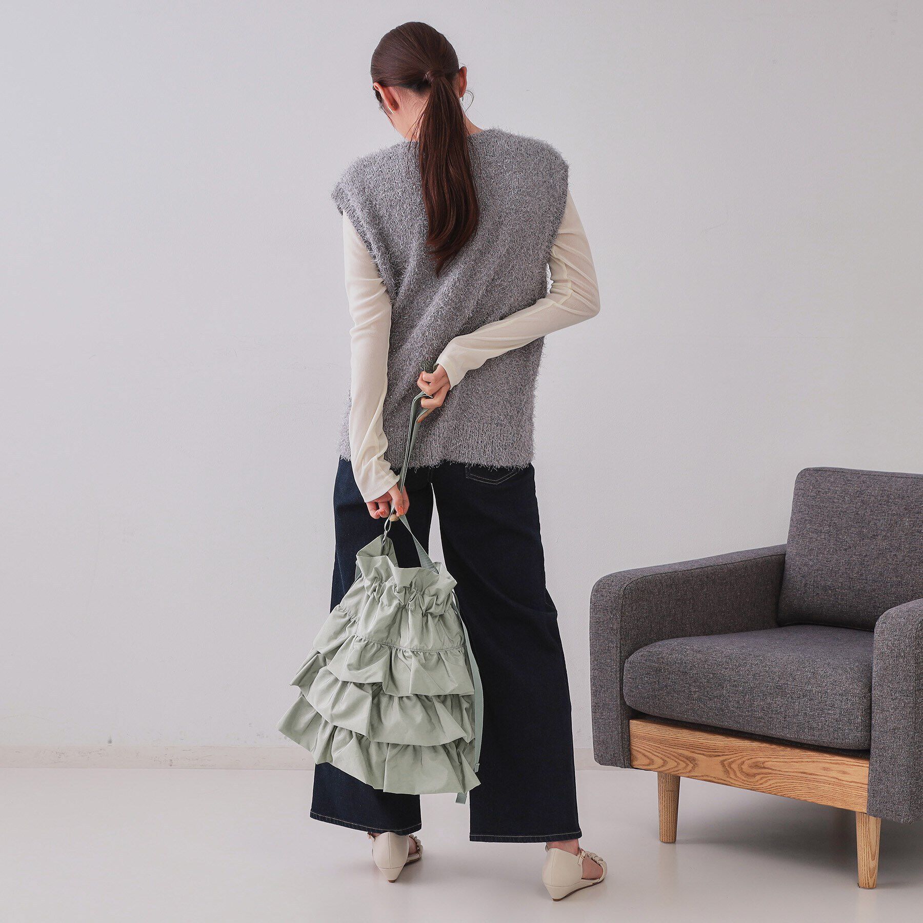 OPAQUE.CLIP「【長さ調整可能】ドロストリボンフリルティアードショルダーバッグ」|ショルダー・メッセンジャー|