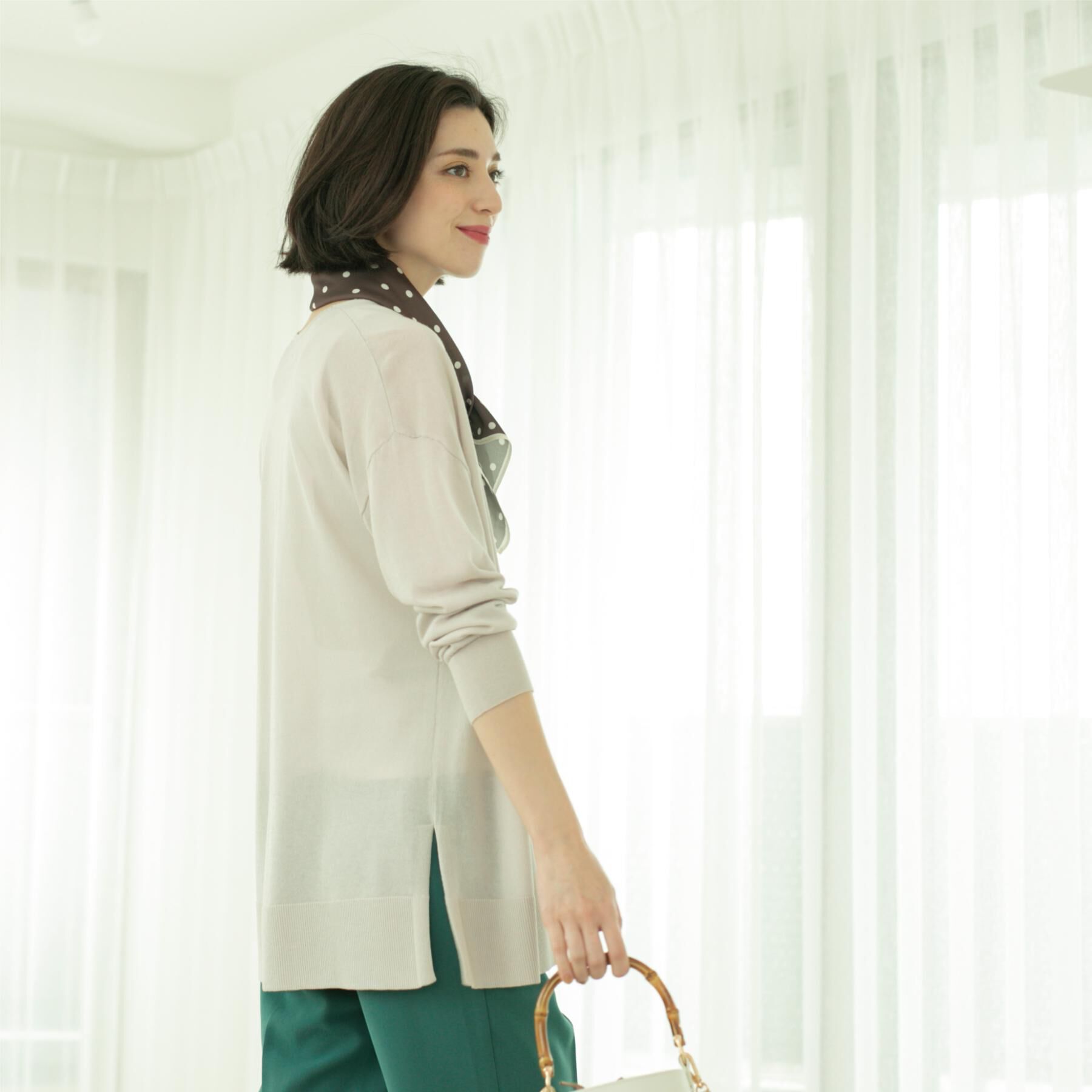 OPAQUE.CLIP「ミドル丈ニットカーディガン【抗ピル/洗濯機洗い可/接触冷感】」|カーディガン|