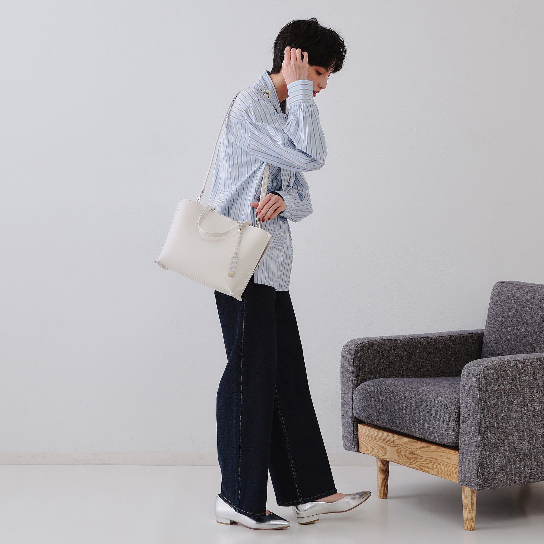 OPAQUE.CLIP「【2WAY】バイカラー3層ミドルトートバッグ」|トートバッグ|