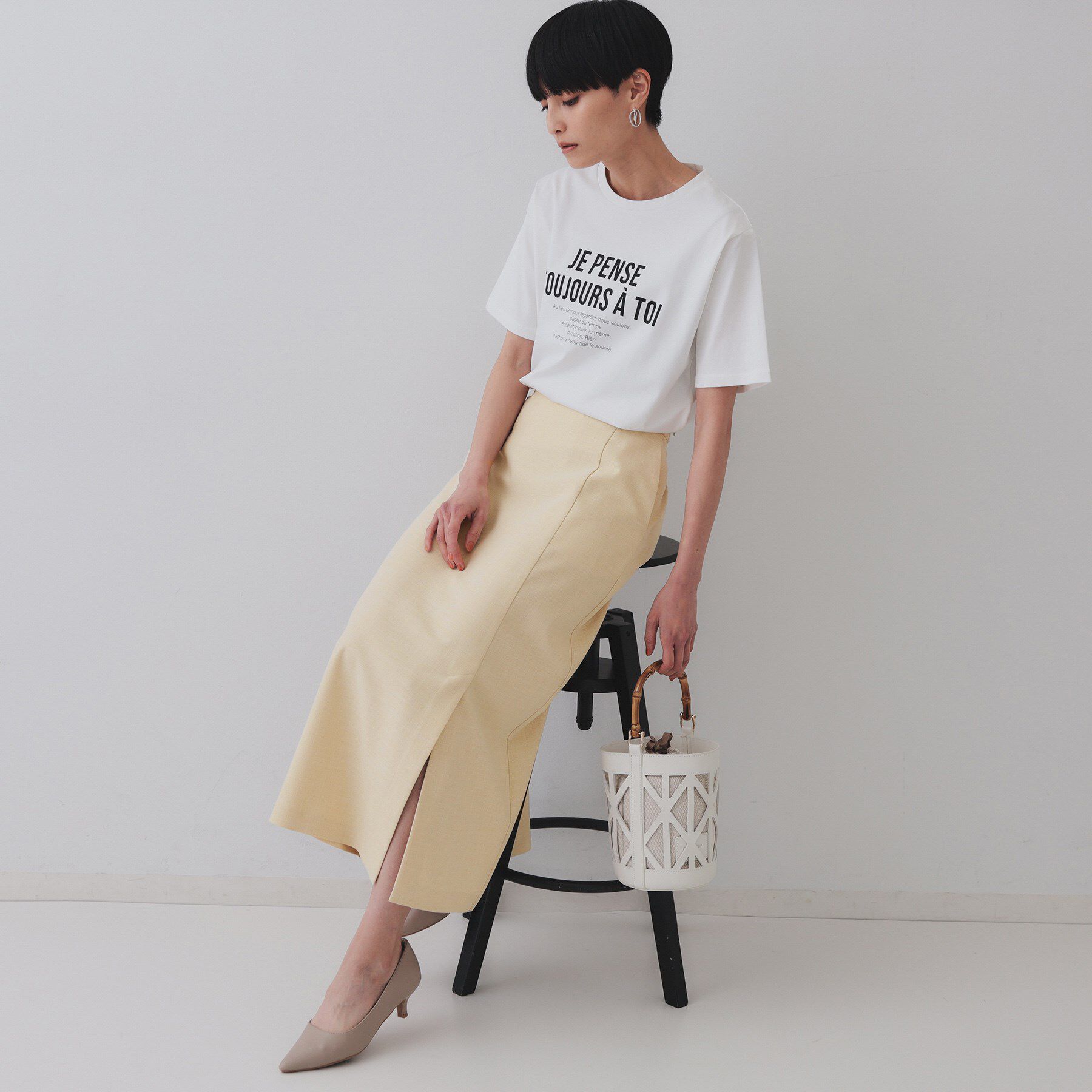 OPAQUE.CLIP「メランジナローフレアスカート／セットアップ対応可【洗濯機洗い可】」|スカート|