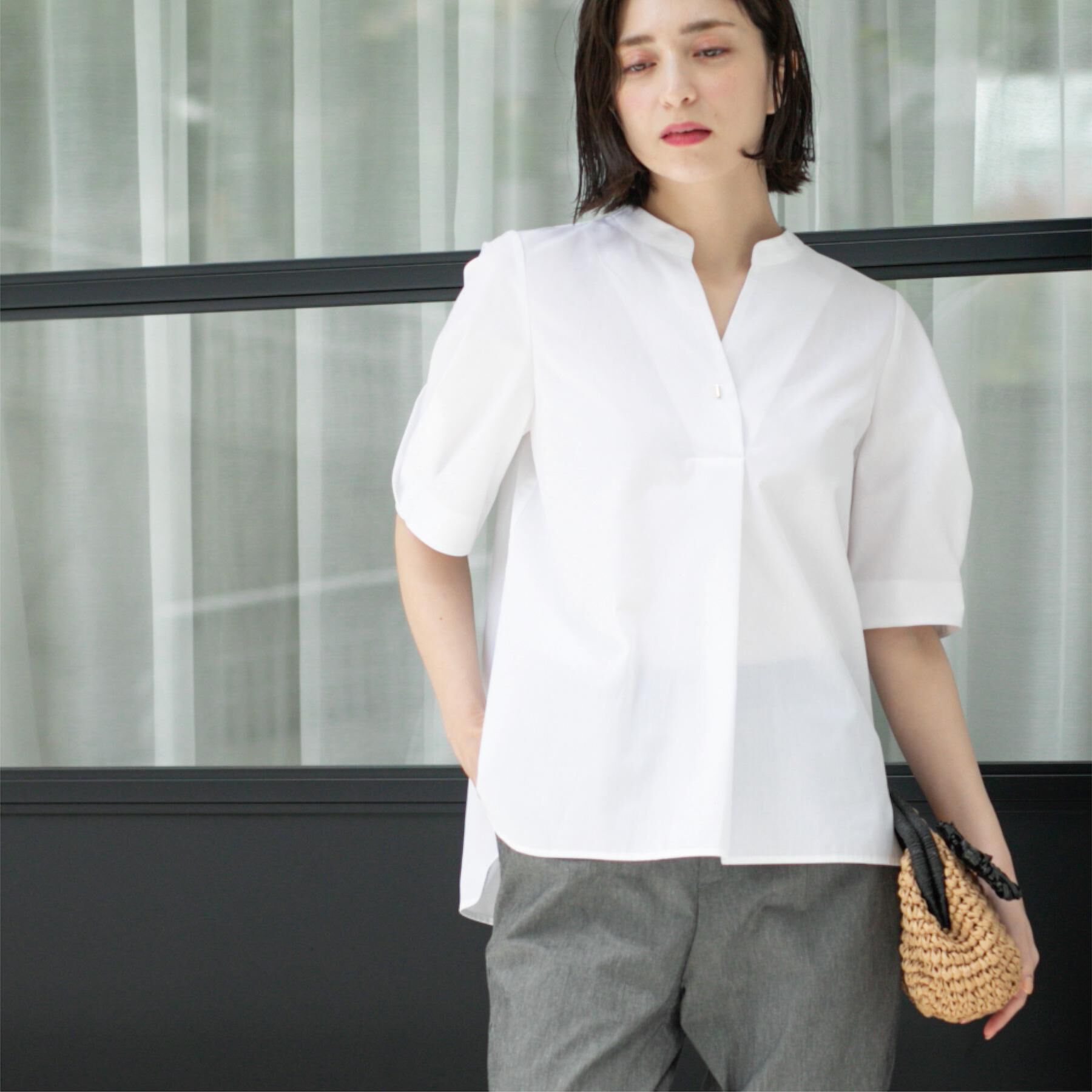 OPAQUE.CLIP「スキッパータックスリーブブラウス【洗濯機洗い可】」|シャツ・ブラウス|