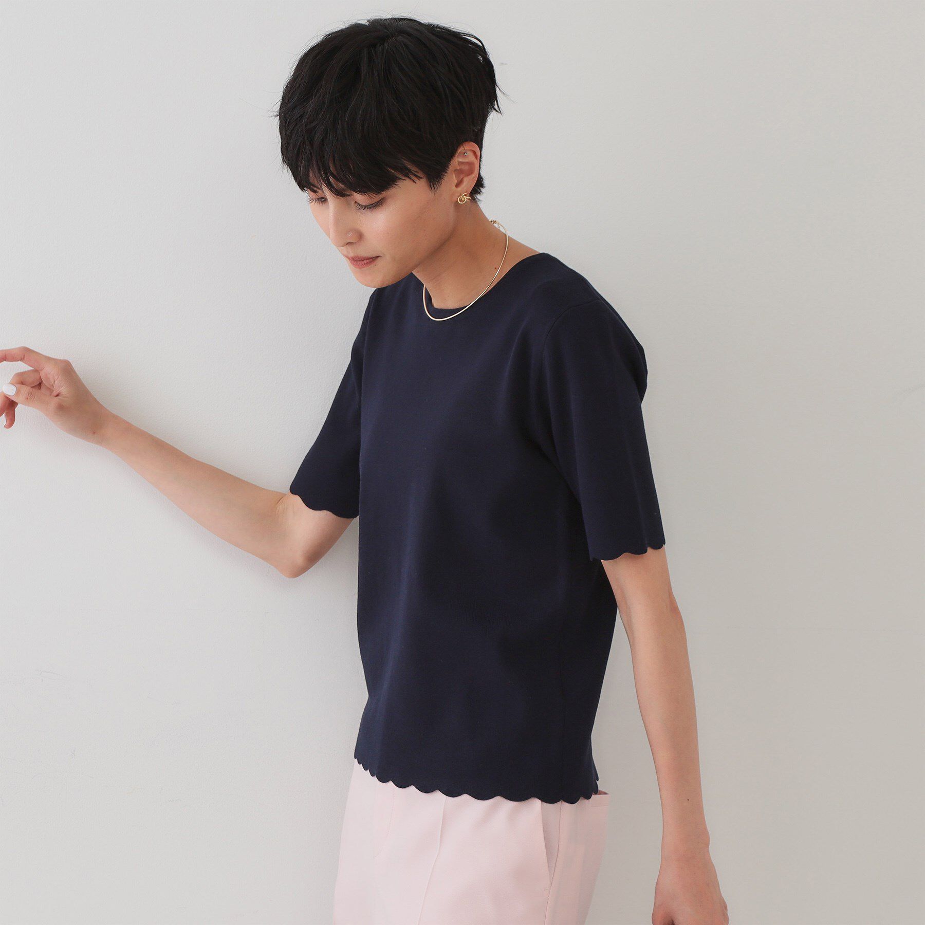 OPAQUE.CLIP「裾スカラップニット【洗濯機洗い可】」|ニット・セーター|