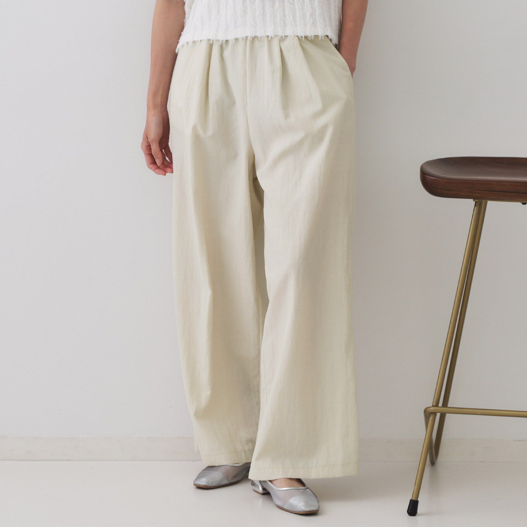 OPAQUE.CLIP「ナイロン混イージーワイドパンツ【洗濯機洗い可】」|その他|グレージュ(050)