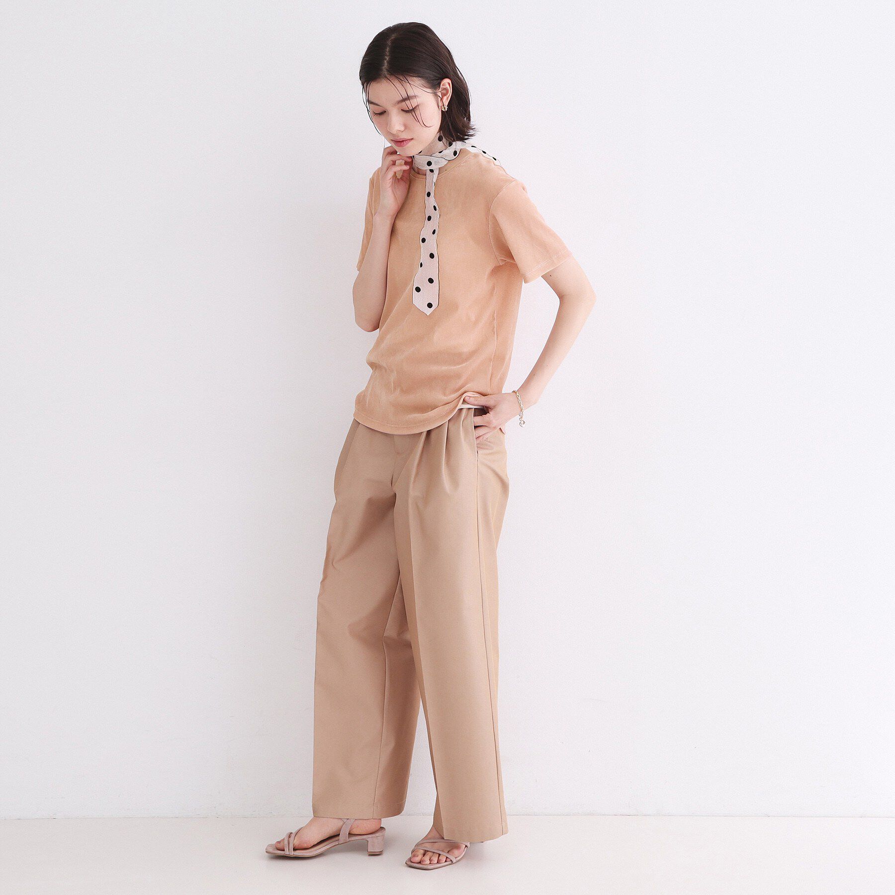 OPAQUE.CLIP「フロッキーチュールTシャツ【洗濯機洗い可】」|Tシャツ・カットソー|