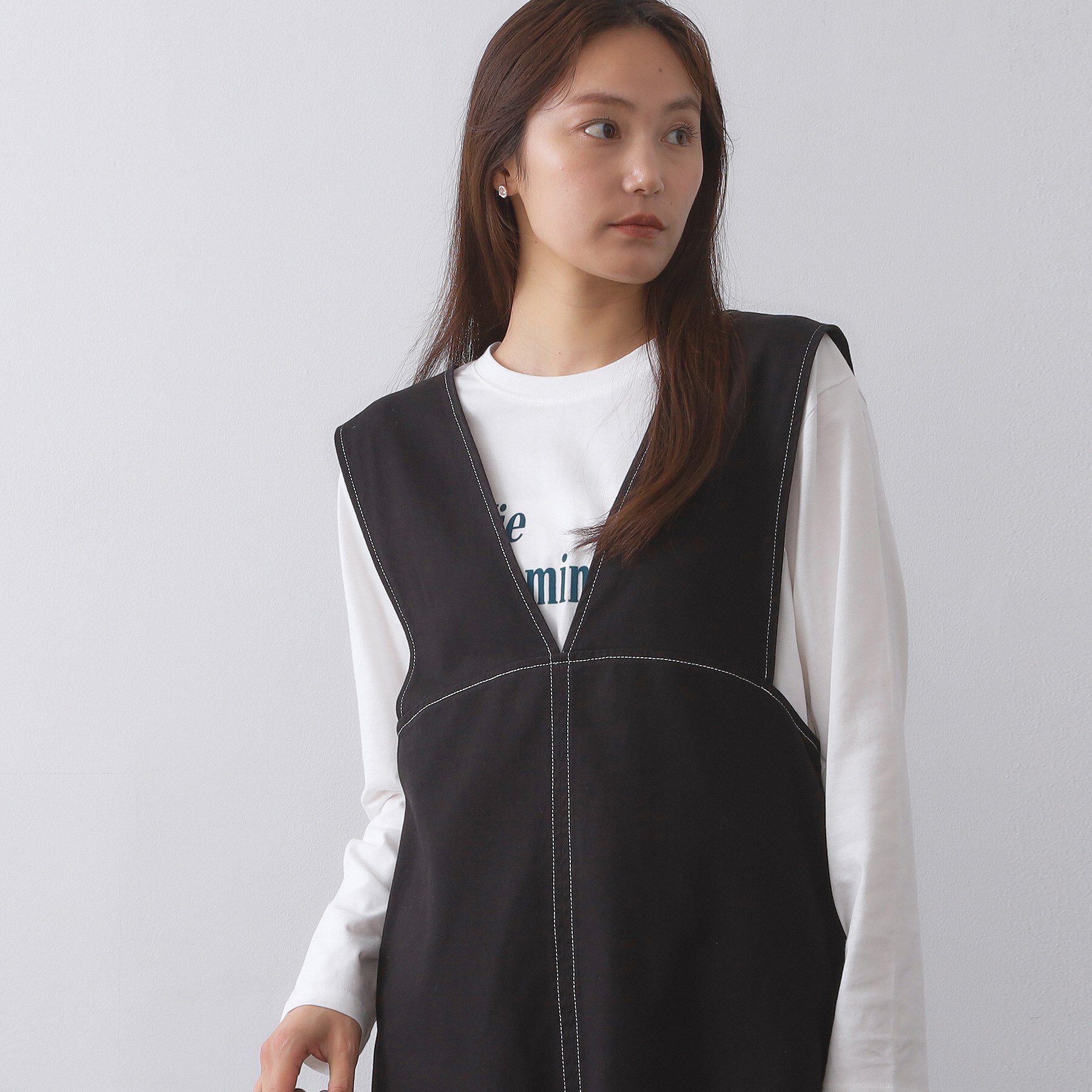 OPAQUE.CLIP「配色ステッチジャンスカ【洗濯機洗い可】」|ワンピース|