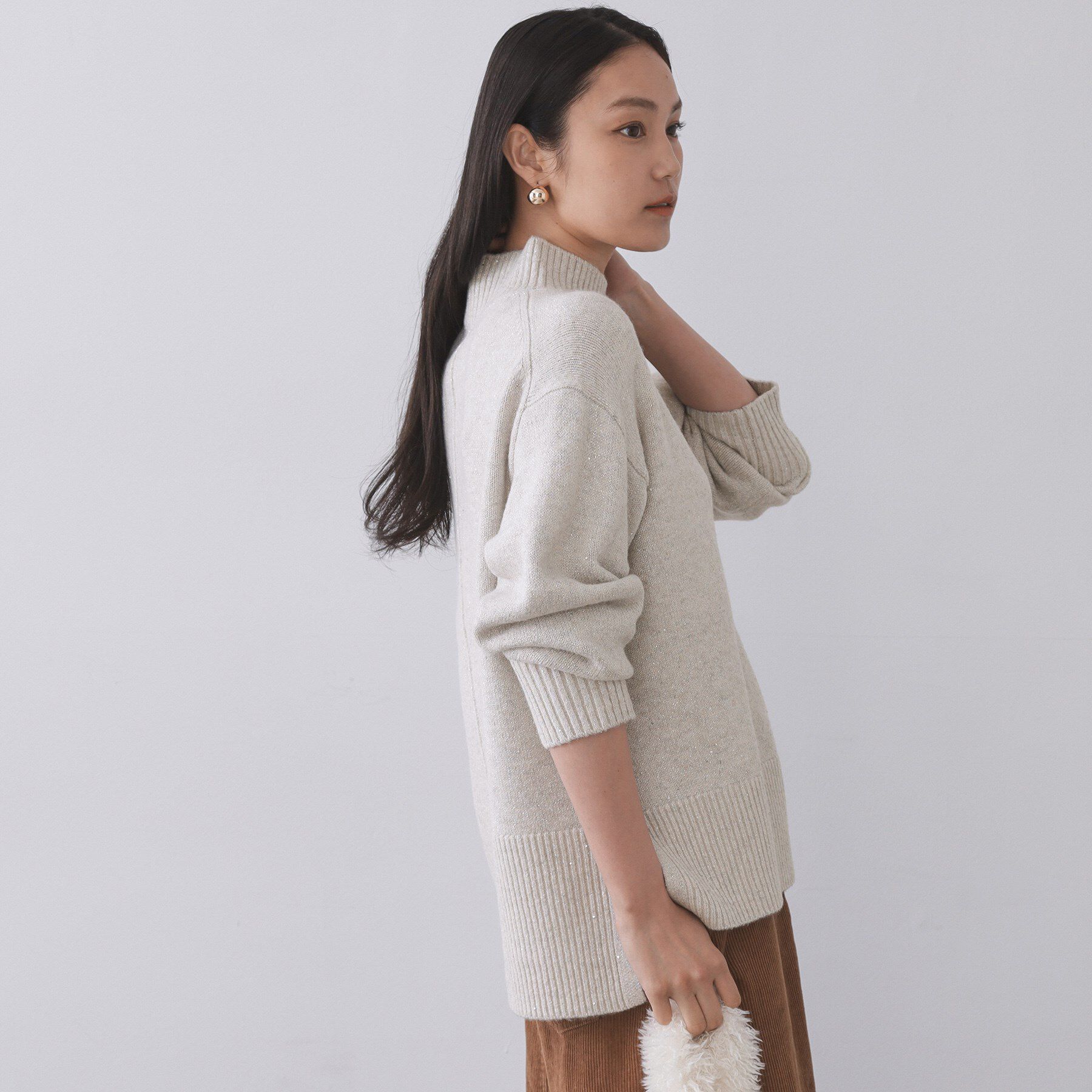 OPAQUE.CLIP「ラメスパンコールハイネックニット/セットアップ対応可【洗濯機OK】」|ニット・セーター|