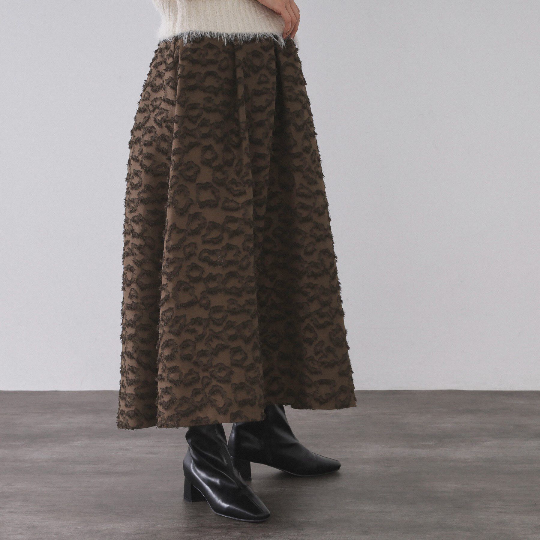 OPAQUE.CLIP「フェザージャカードタックフレアスカート【洗濯機OK】」|スカート|