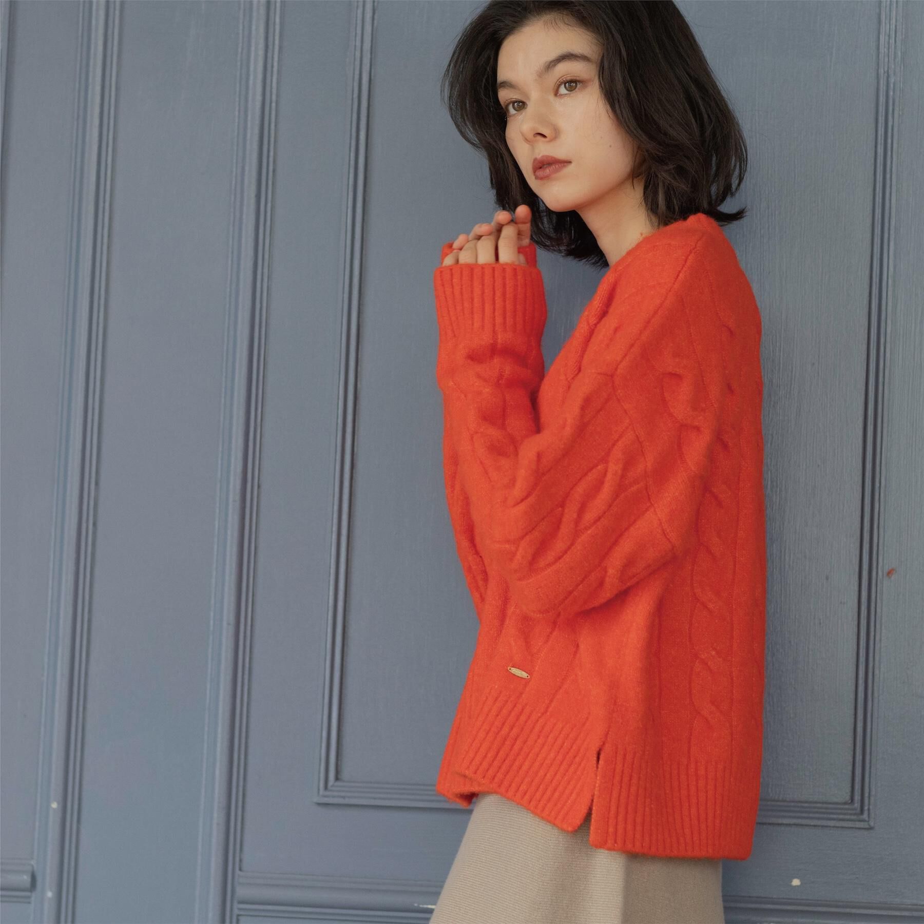 OPAQUE.CLIP「MIXミドルゲージケーブルニット【洗濯機OK】」|ニット・セーター|