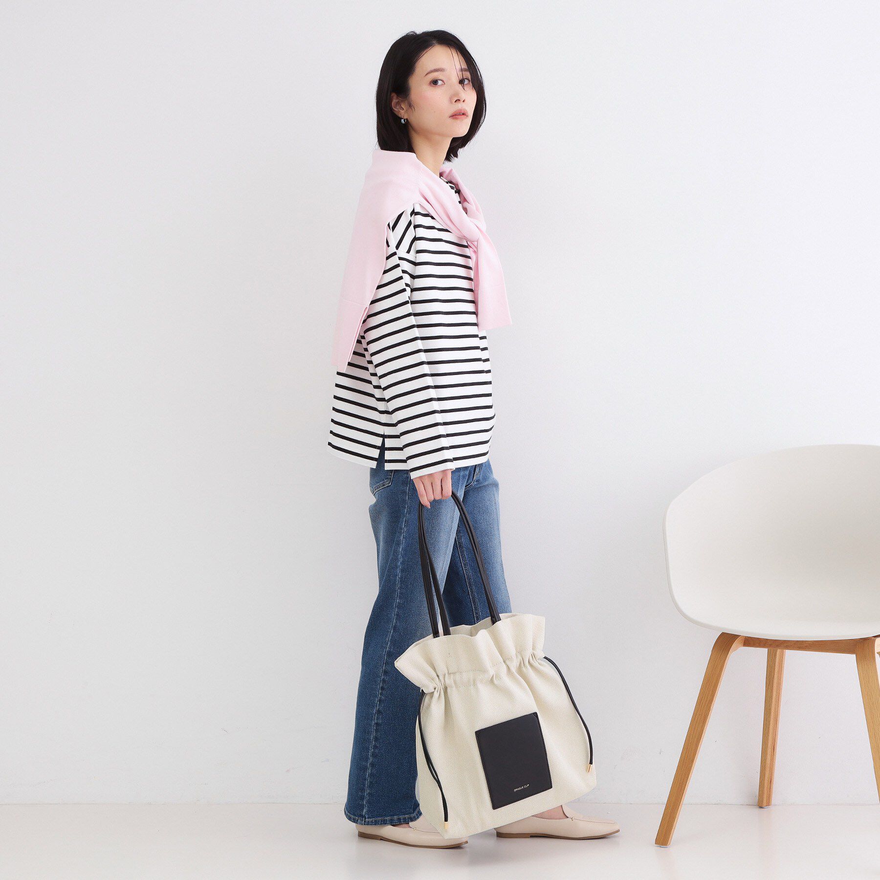 OPAQUE.CLIP「素材アソートドロストデザイン巾着トートバッグ【A4サイズ対応】」|トートバッグ|