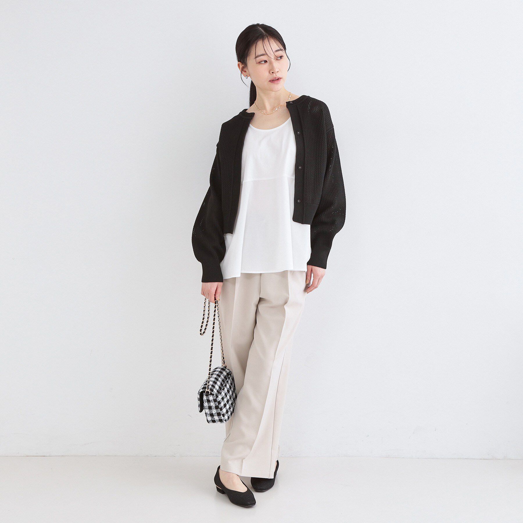 OPAQUE.CLIP「《ツインセット》ワイドニット&times;裾フレアタンクトップ【洗濯機OK】」|ニット・セーター|