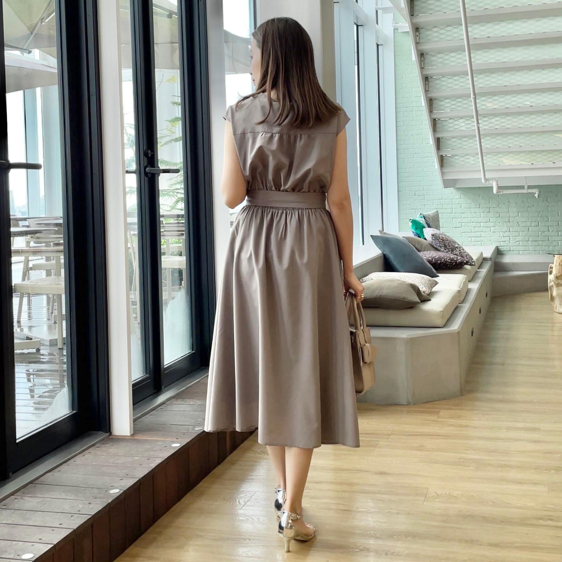 Couture broach「【ドライタッチ・しわになりにくい・通勤】麻調シャツワンピース」|ワンピース|