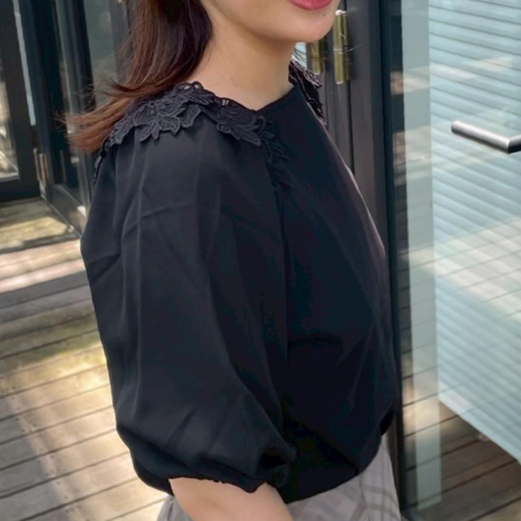 Couture broach「【マシンウォッシャブル・UVケア・接触冷感】ラグランレースドッキングカットソー」|Tシャツ・カットソー|