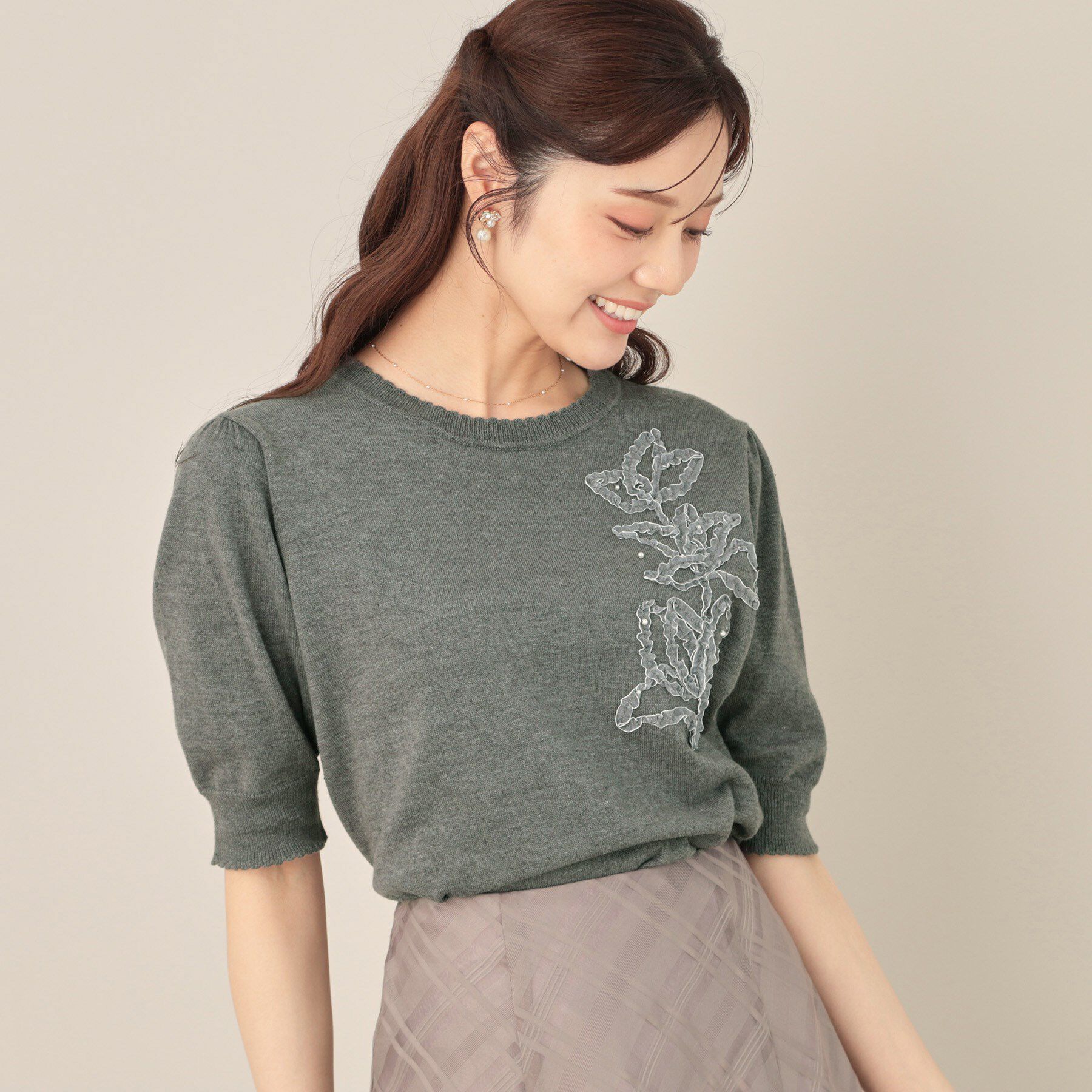 Couture broach「オーガンフリルフラワーニット」|ニット・セーター|