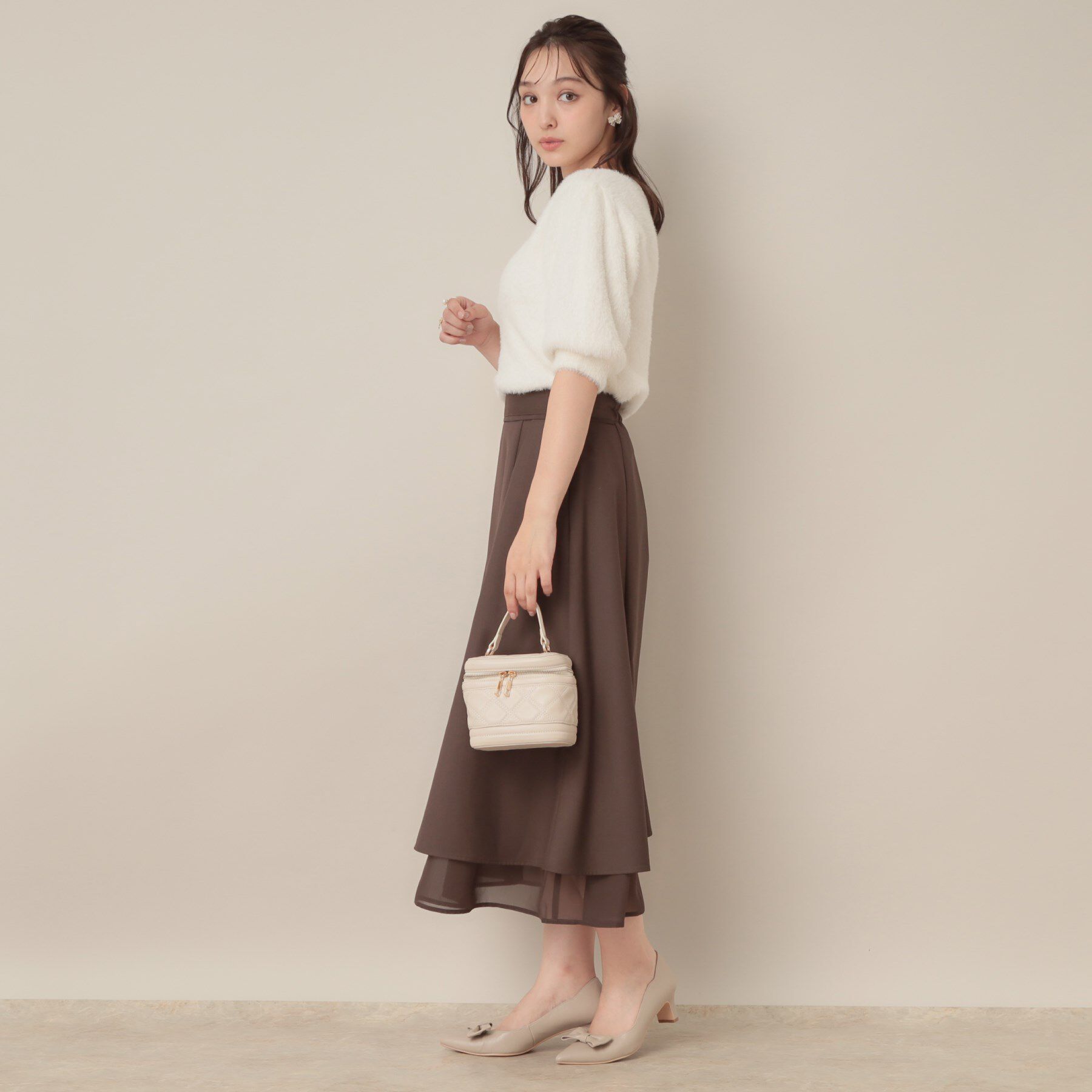 Couture broach「【着映え・5分袖・フェミニン】ラメフェザー半袖ニット」|ニット・セーター|