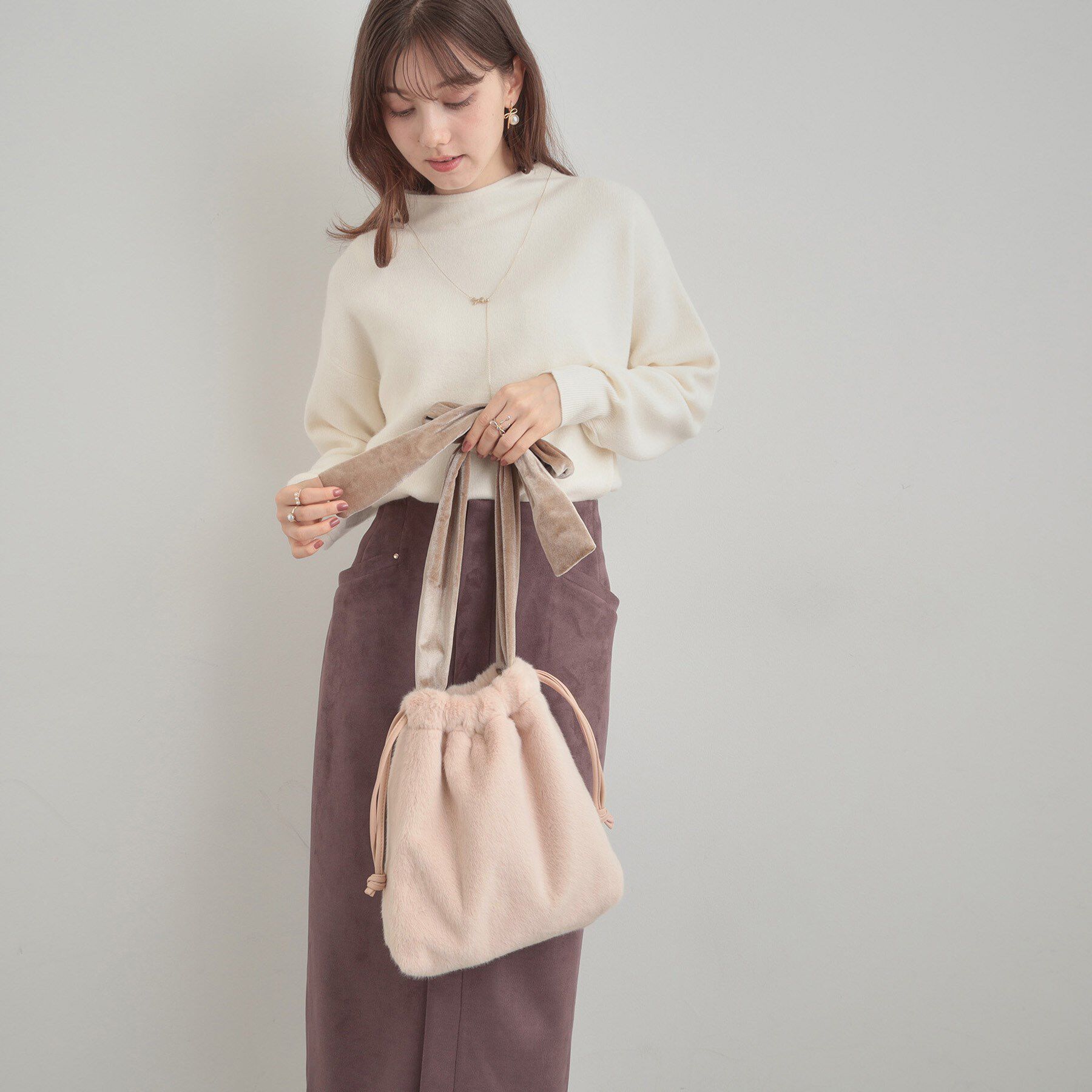 Couture broach「ベロアリボンフェイクファートートバッグ」|トートバッグ|