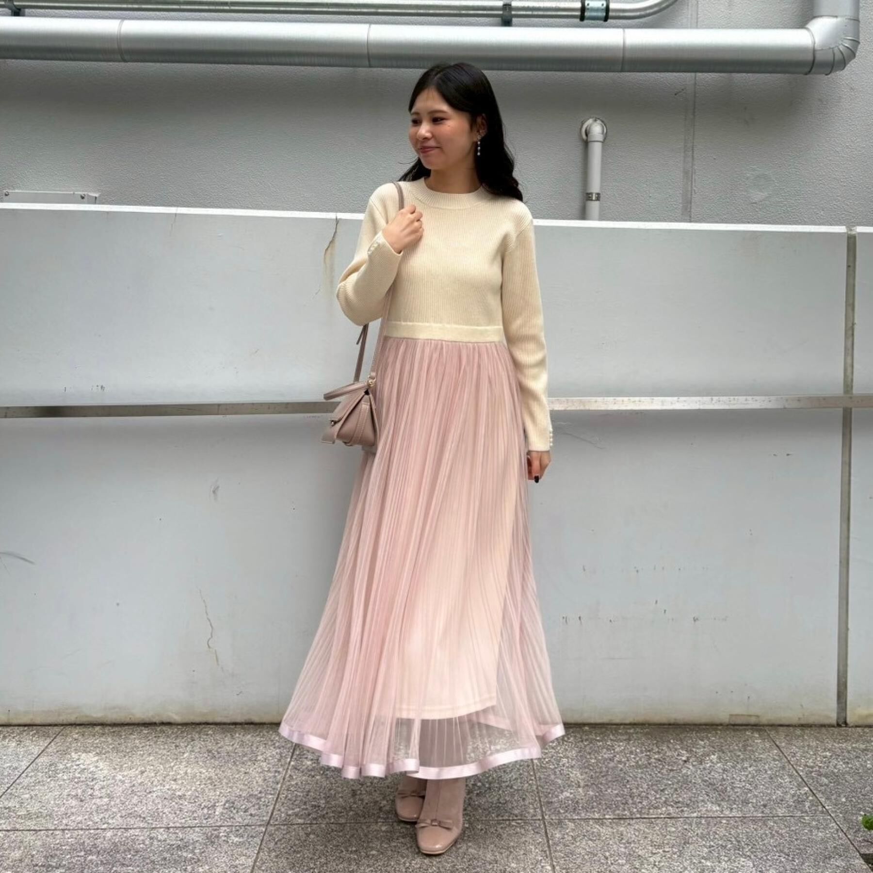 Couture broach「【S-LL/キラキラリブニット】チュールドッキング ワンピース」|ワンピース|