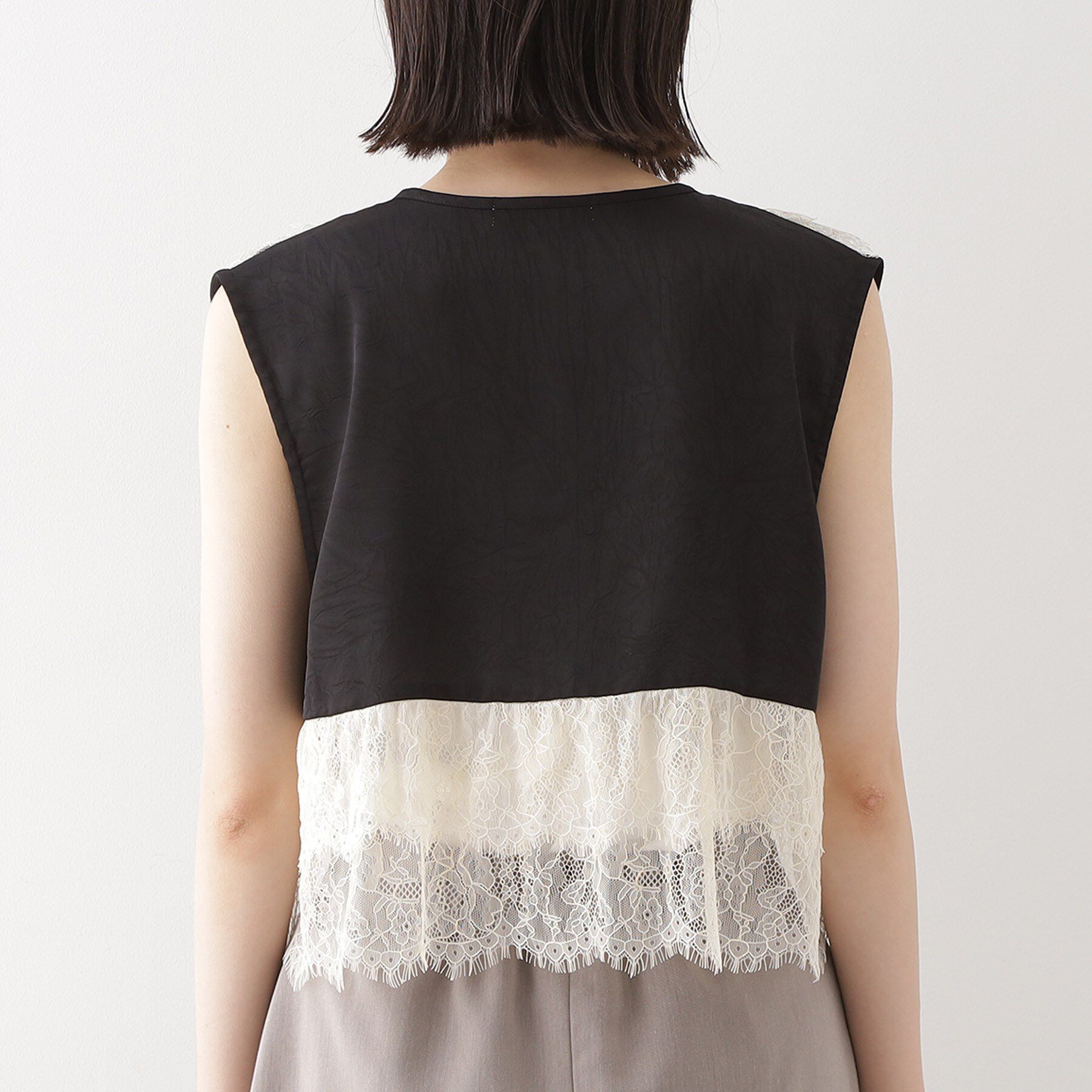 THE SHOP TK「レースフリルサテンベスト【洗える】」|ベスト・ジレ|