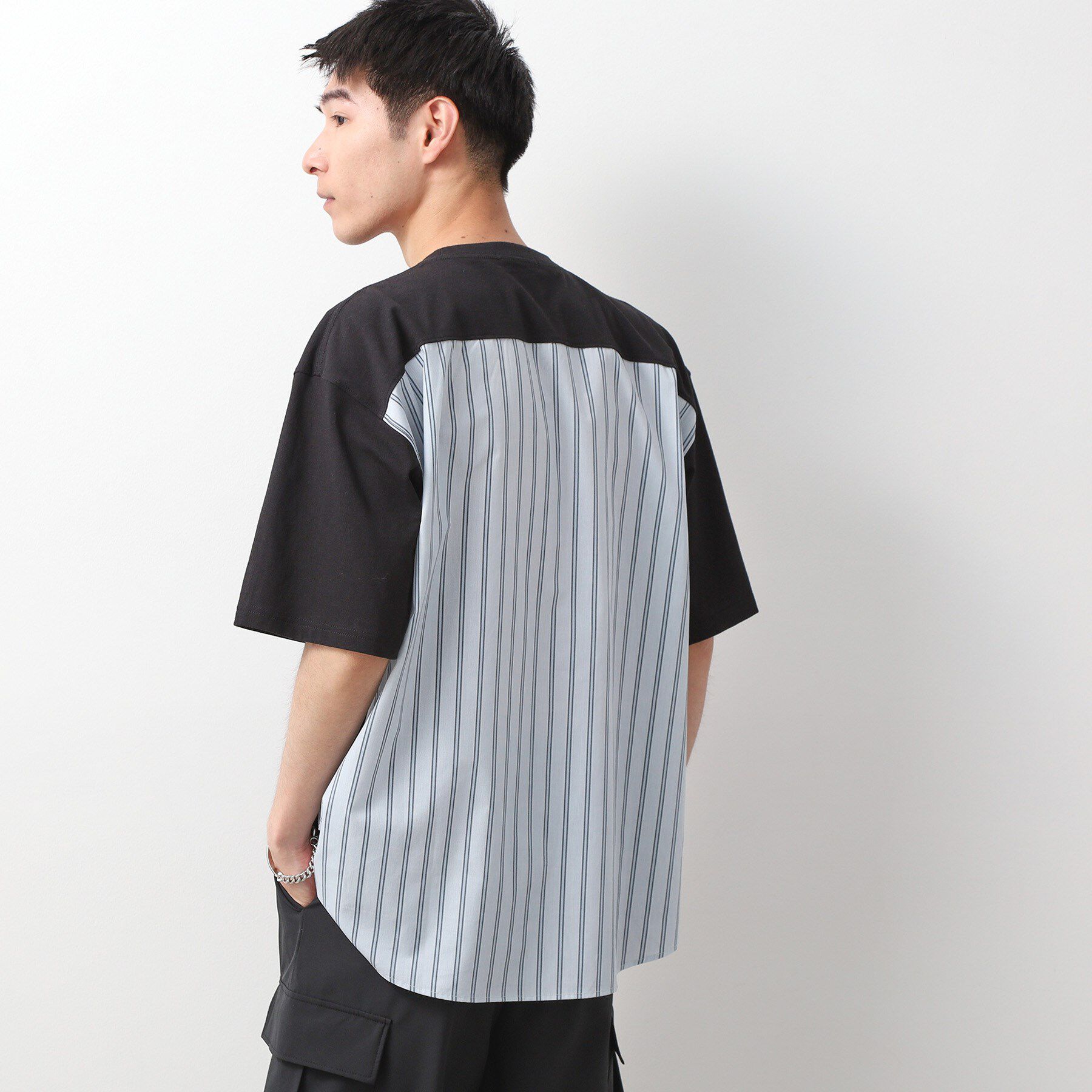 THE SHOP TK「エシカルブロード切替Tシャツ」|Tシャツ・カットソー|ブラック(319)