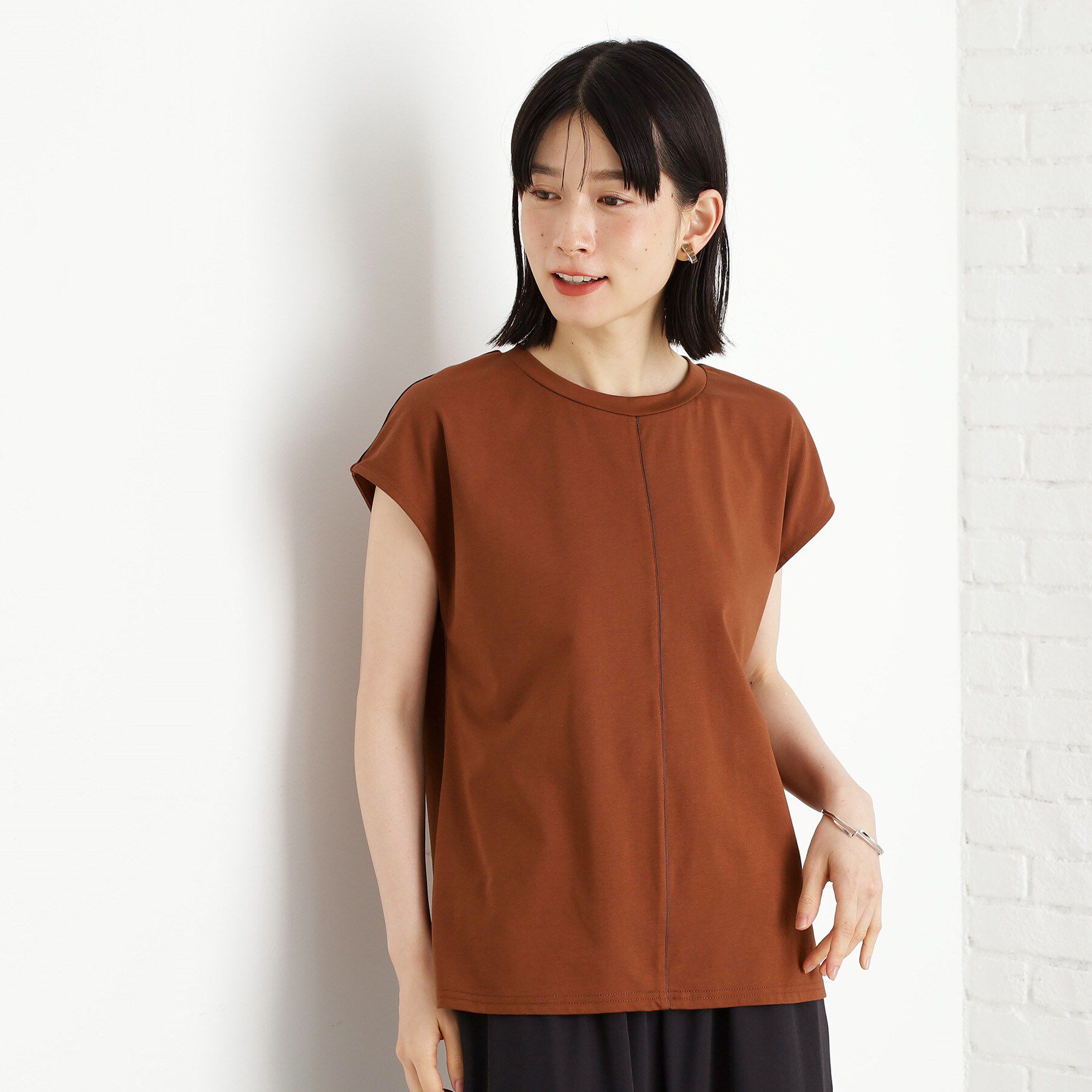 THE SHOP TK「合皮パイピングフレンチTシャツ【洗える】」|Tシャツ・カットソー|